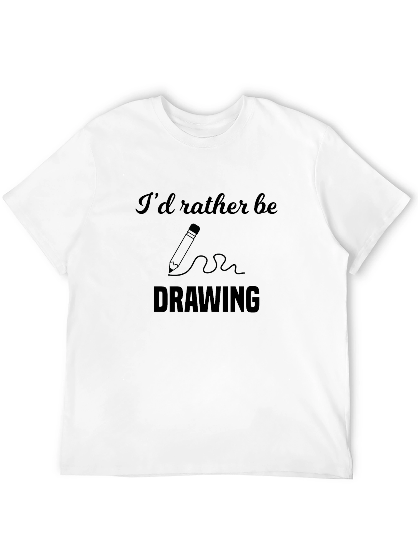 Black I'd Rather Be Drawing Graphic T-Shirt view 12