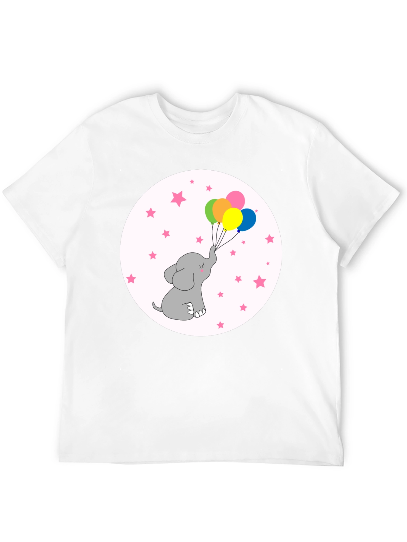 Black Elephant Balloons Black T-Shirt Cute Cartoon Style view 12