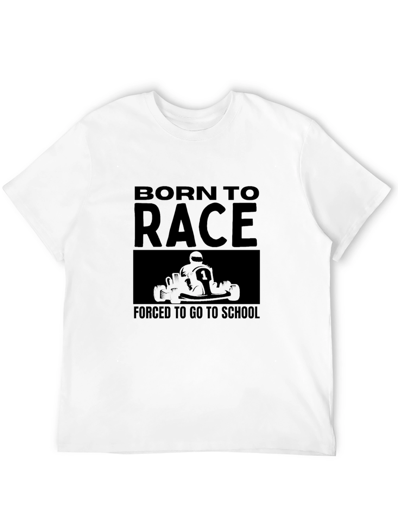 Black Born to Race T-Shirt - Go Kart Racing Fan Tee view 12