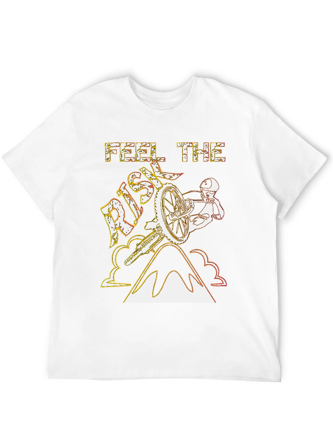 Black Feel The Risk T-Shirt - Mountain Biking Design view 12