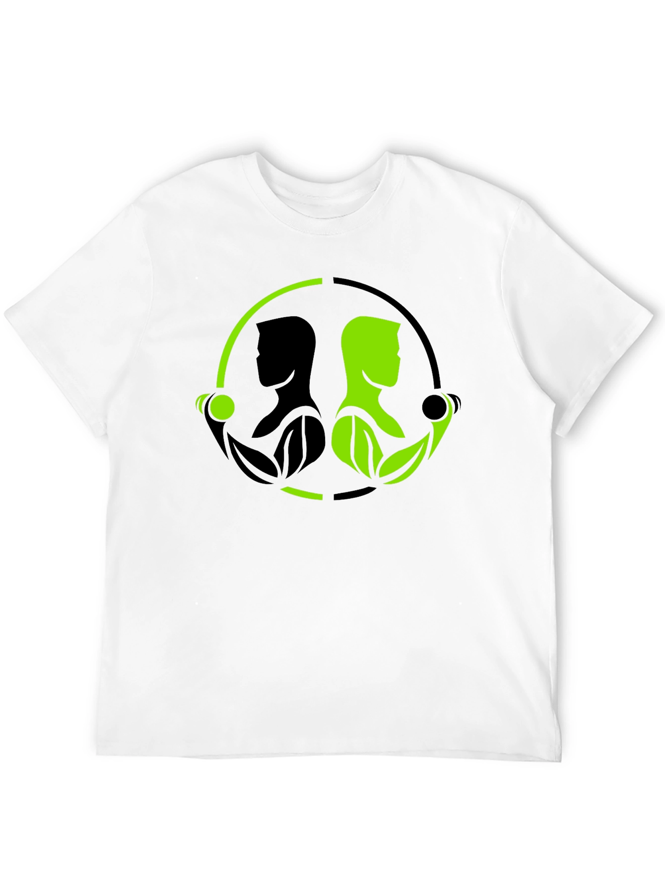Black Nature Gym T-Shirt - Black Green Yin Yang Fitness view 12