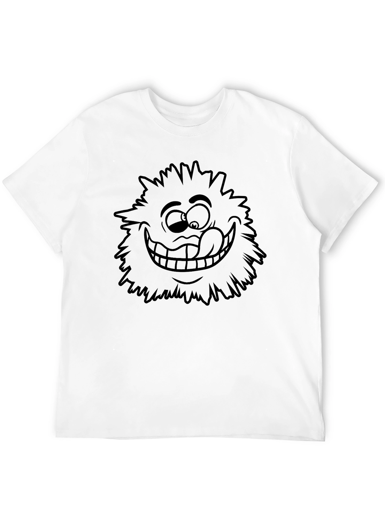 Black Funny Cartoon Face Black T-Shirt view 12