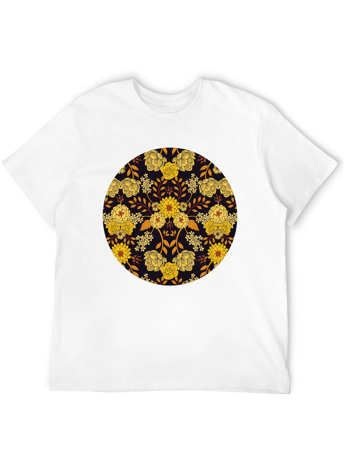 Black Floral Mandala Graphic Tee - Stylish Men's T-Shirt view 12