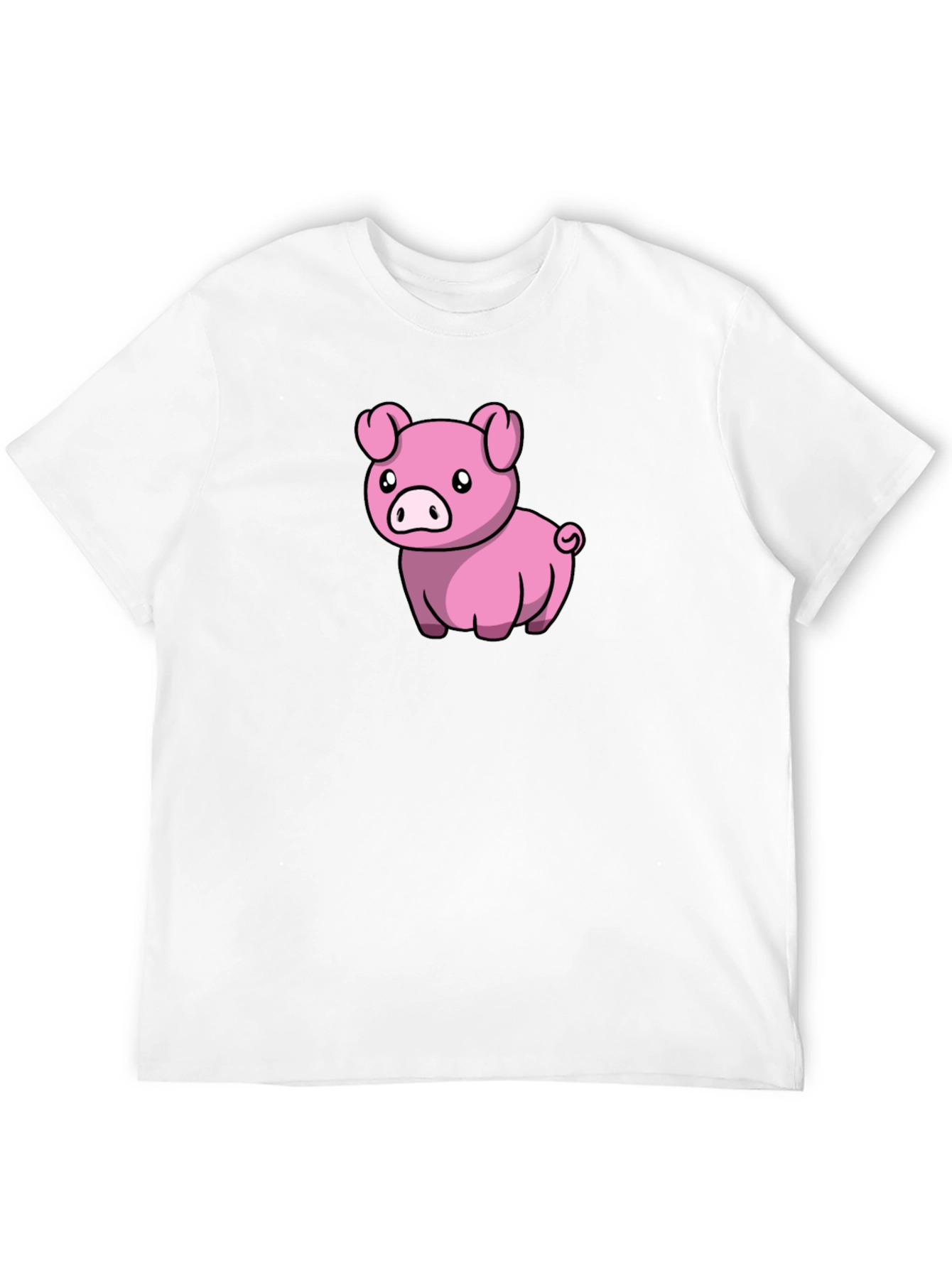 Black Cute Pig Cartoon Black T-Shirt view 12