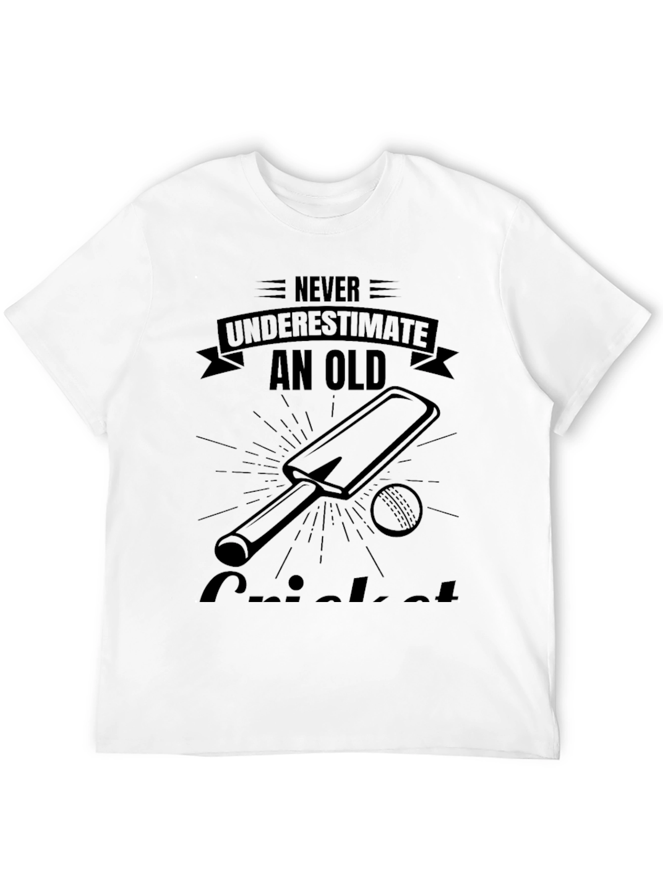Black Old Cricket Player T-Shirt - Never Underestimate view 12