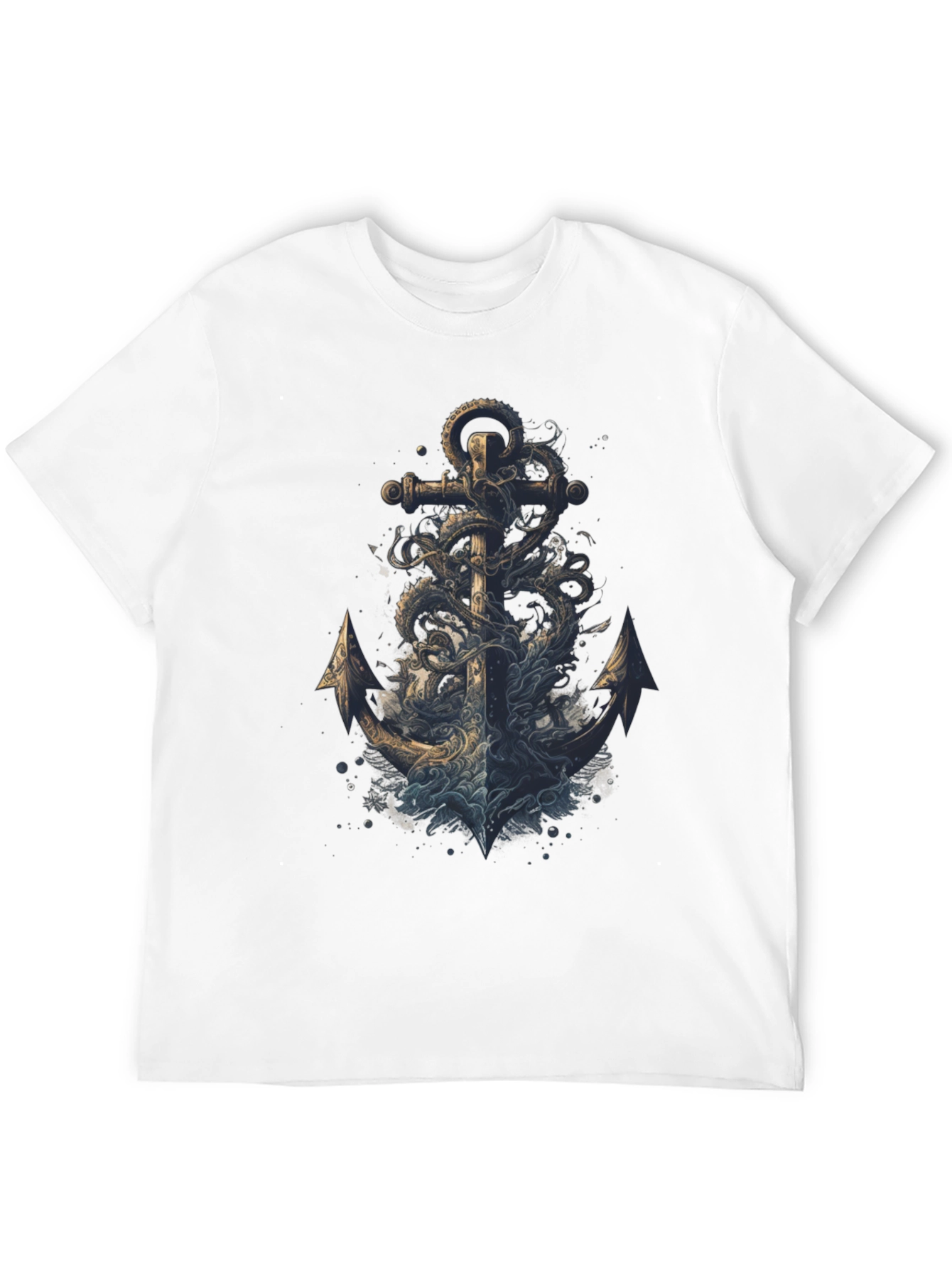 Black Anchor Octopus Graphic Tee - Men's Black T-Shirt view 12