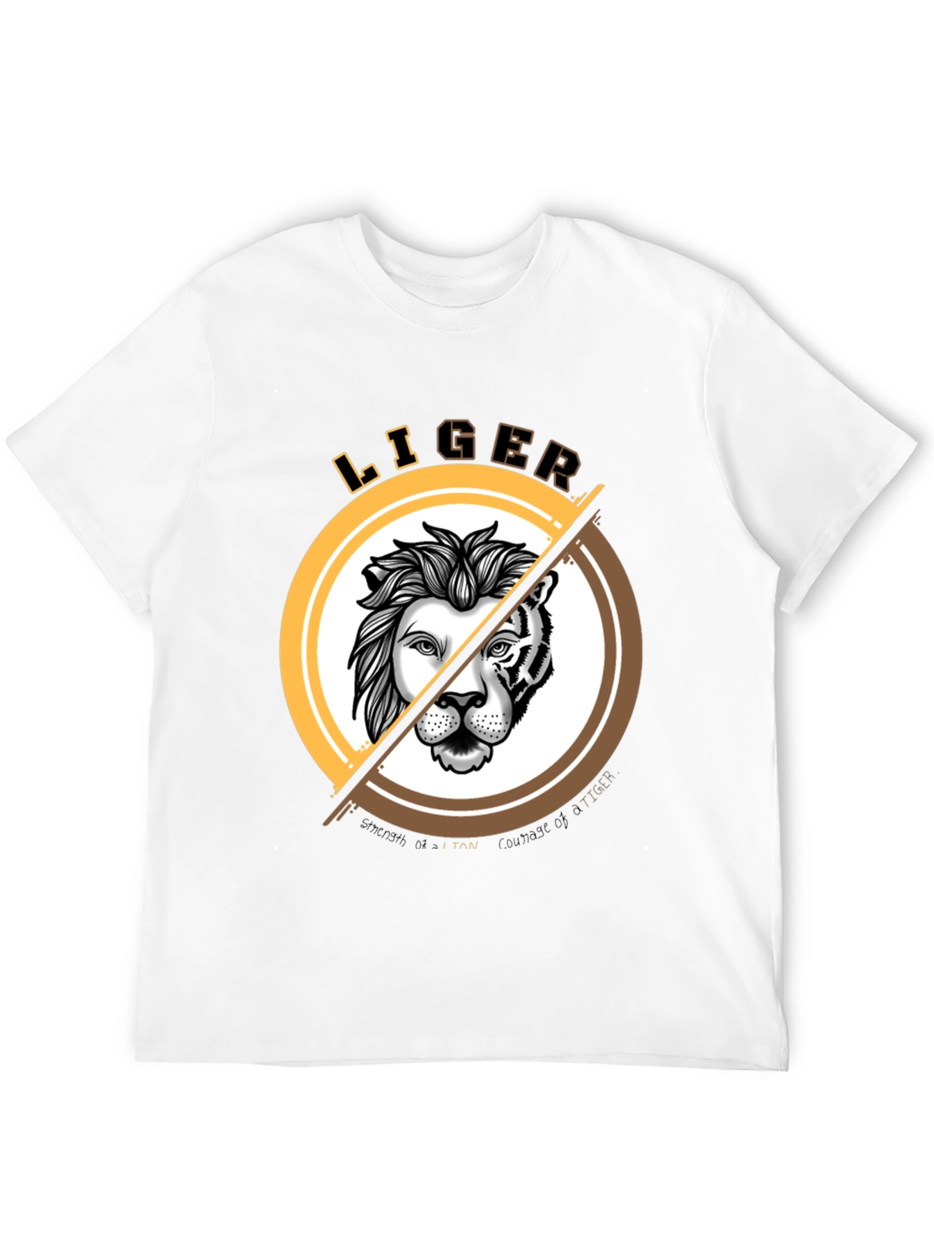 Black LIGER Graphic Print T-Shirt - Lion & Tiger Hybrid Design view 12