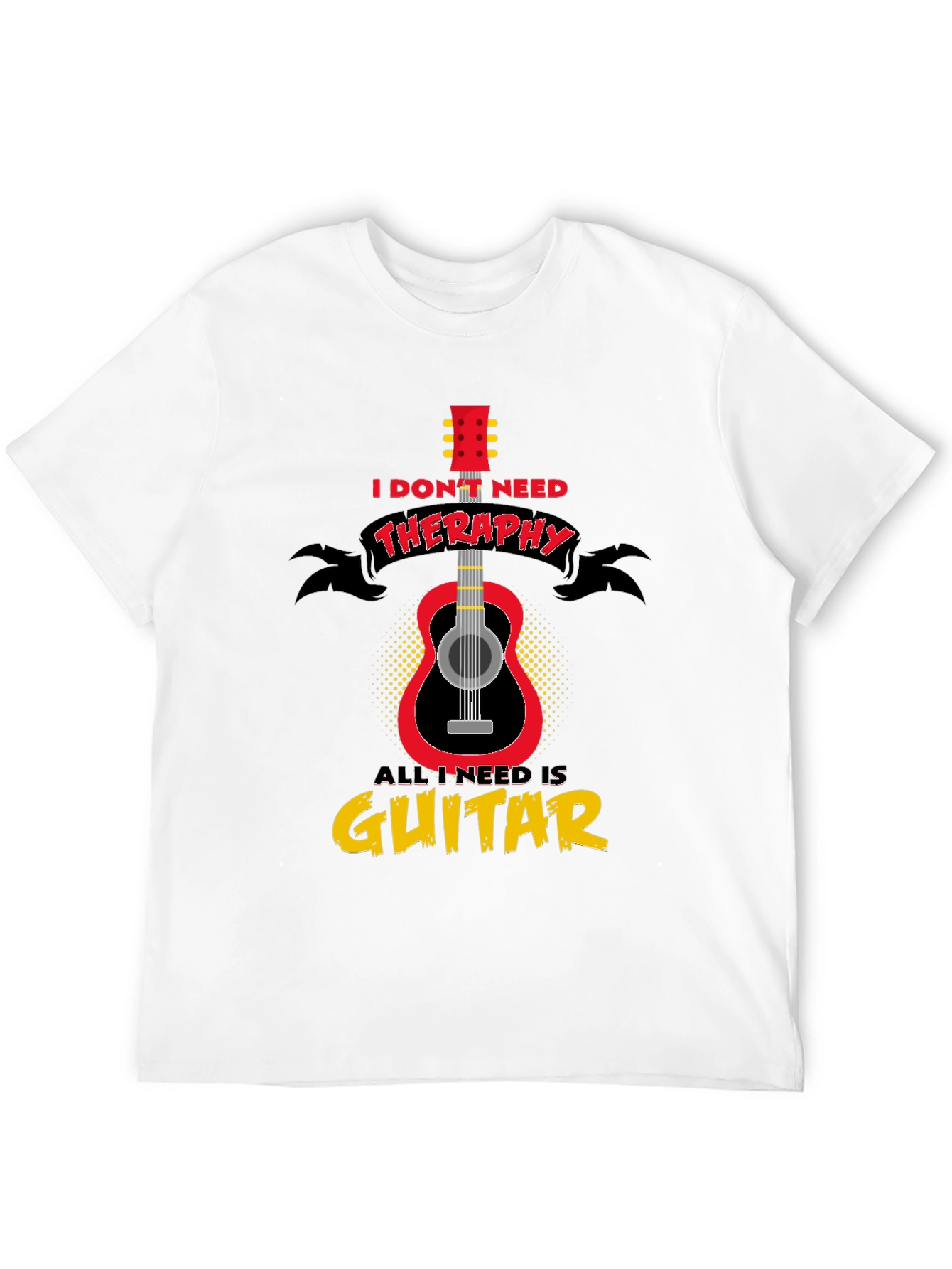 Black Guitar Therapy T-Shirt - Musician Gift view 12