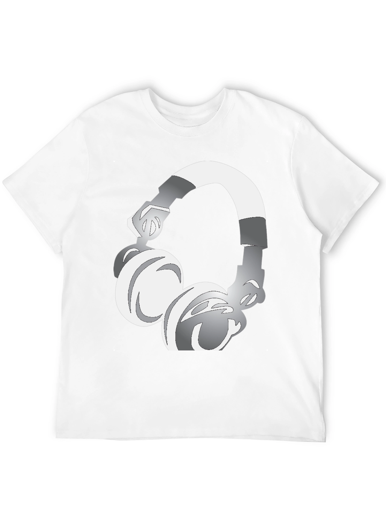 Black Cool Graphic Tee: Silver Headphones Design view 12