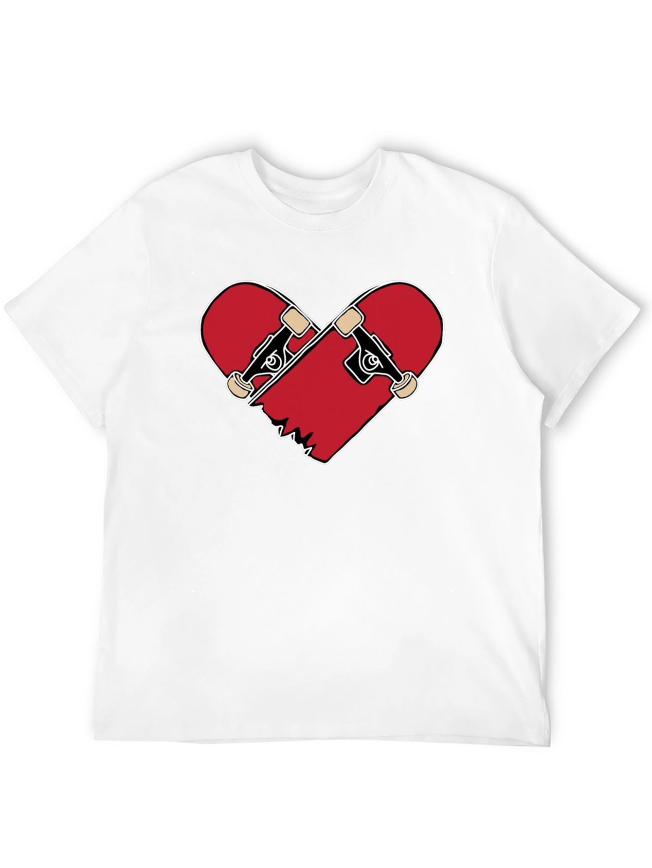 Black Heart Broken Skateboard T-Shirt - Black Crew Neck Tee view 12