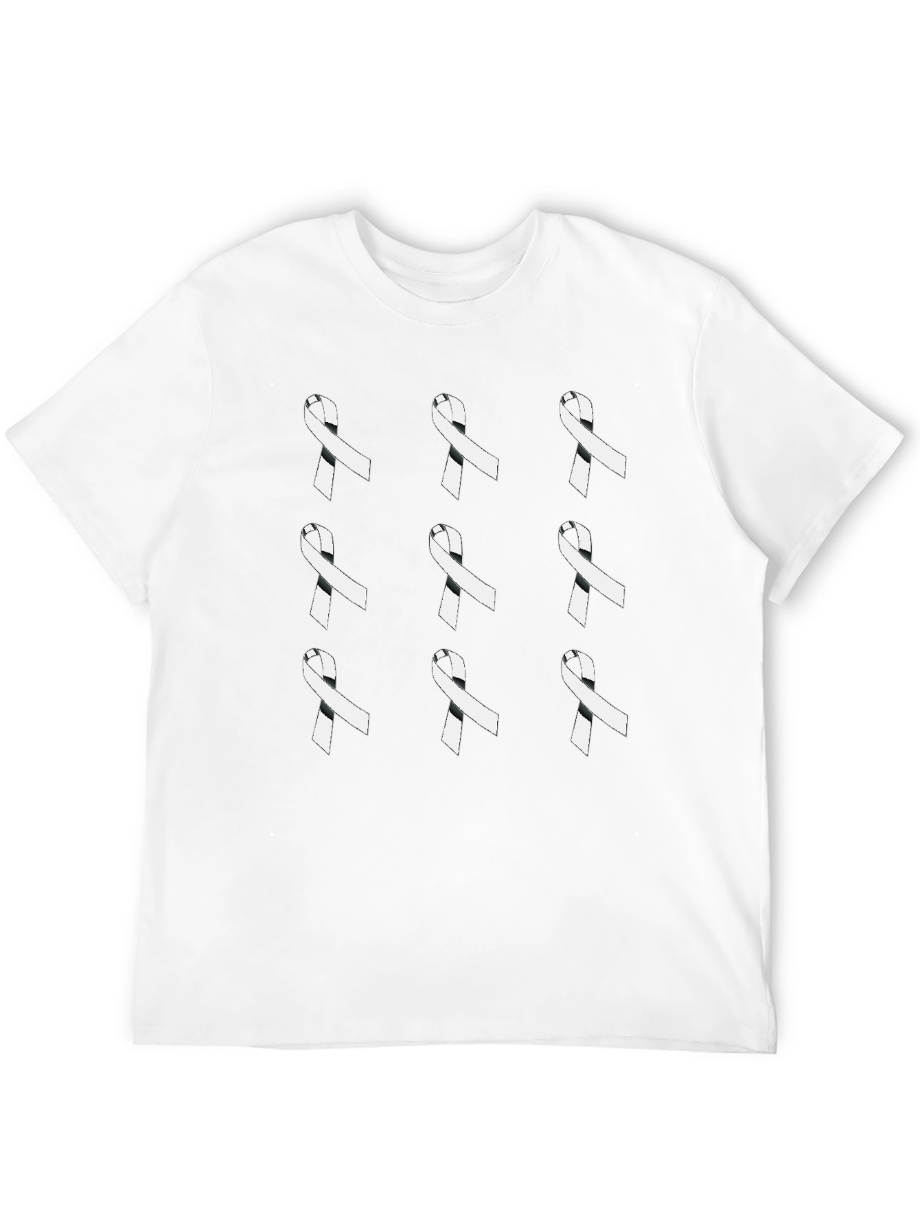 Black Awareness Ribbon Pattern Black Crew Neck T-Shirt view 12
