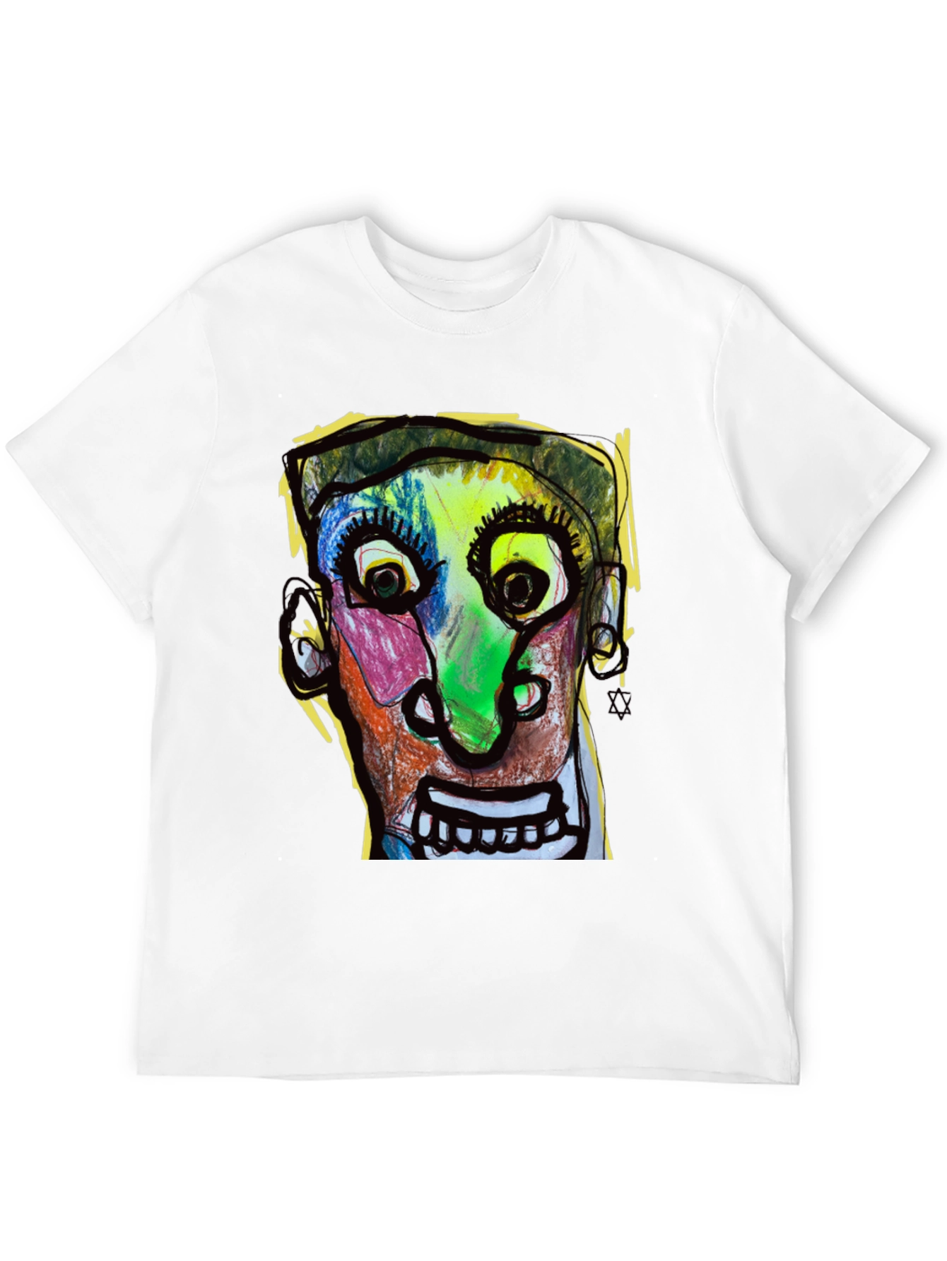 Black Abstract Face Graphic T-Shirt - Unique Art Tee view 12
