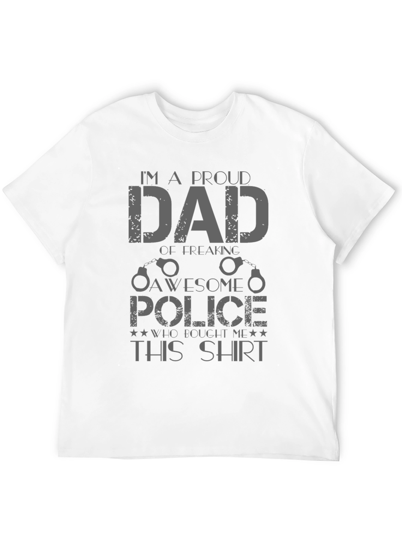 Black Proud Dad of Awesome Police T-Shirt view 12