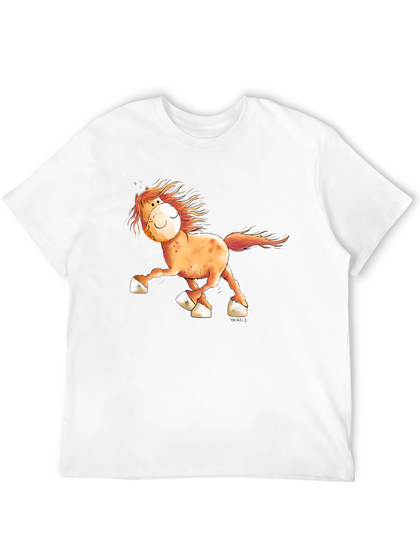 Black Cartoon Horse Graphic Tee - Black Cotton Shirt view 12