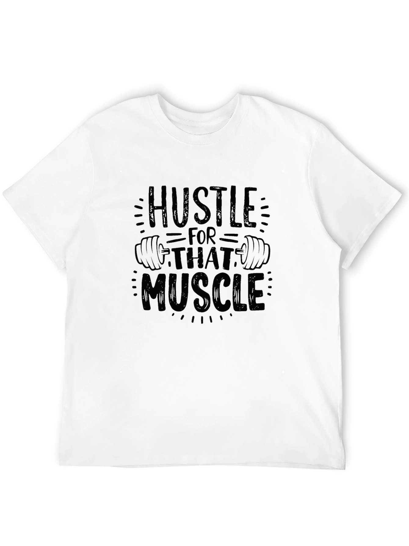 Black Hustle For That Muscle Black Graphic Tee view 12