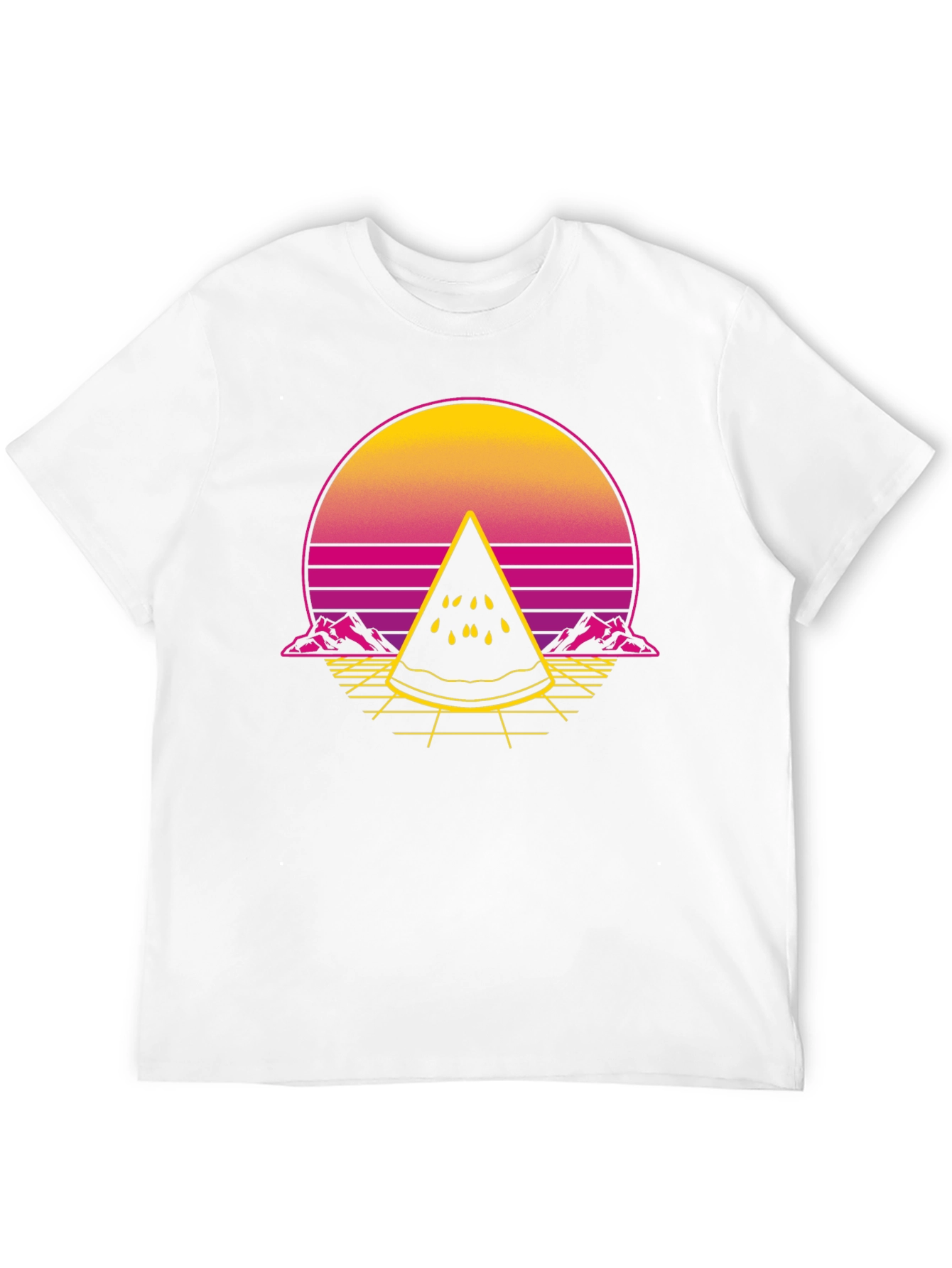 Black Retro Sunset Watermelon Slice T-Shirt view 12