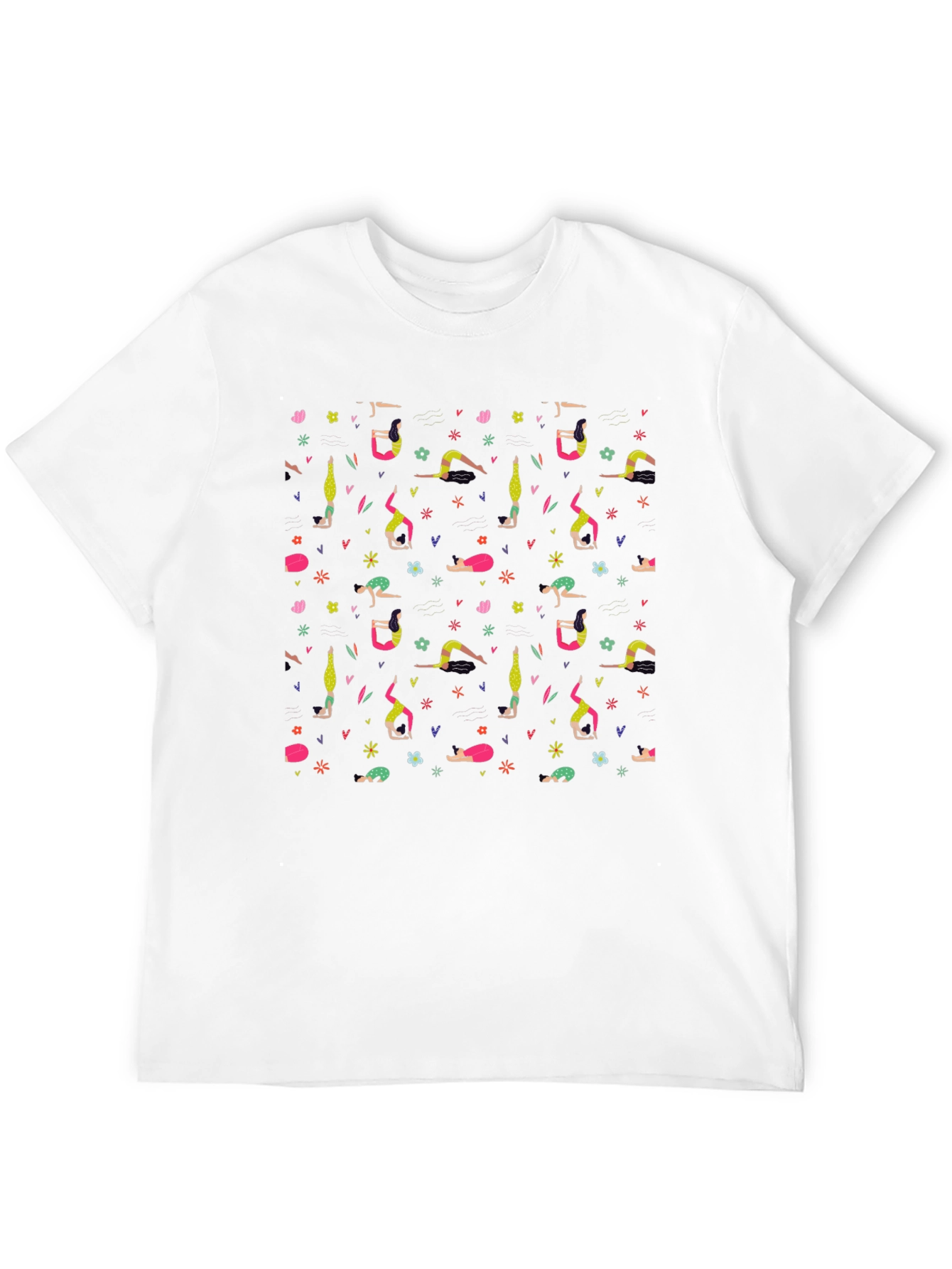 Black Yoga Pose Pattern T-Shirt - Black view 12