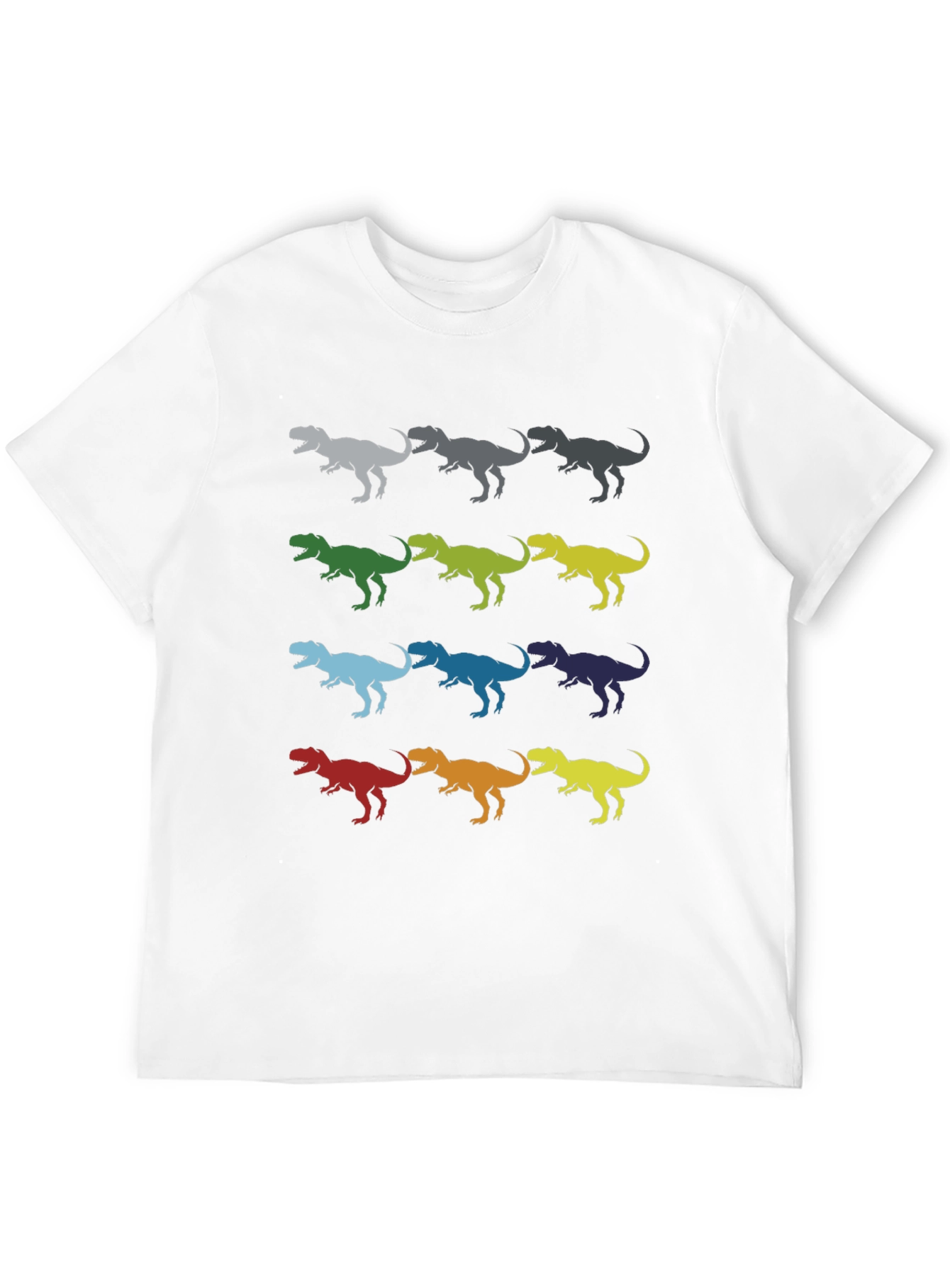 Black Dinosaur T-Rex Pattern Black Cotton T-Shirt view 12