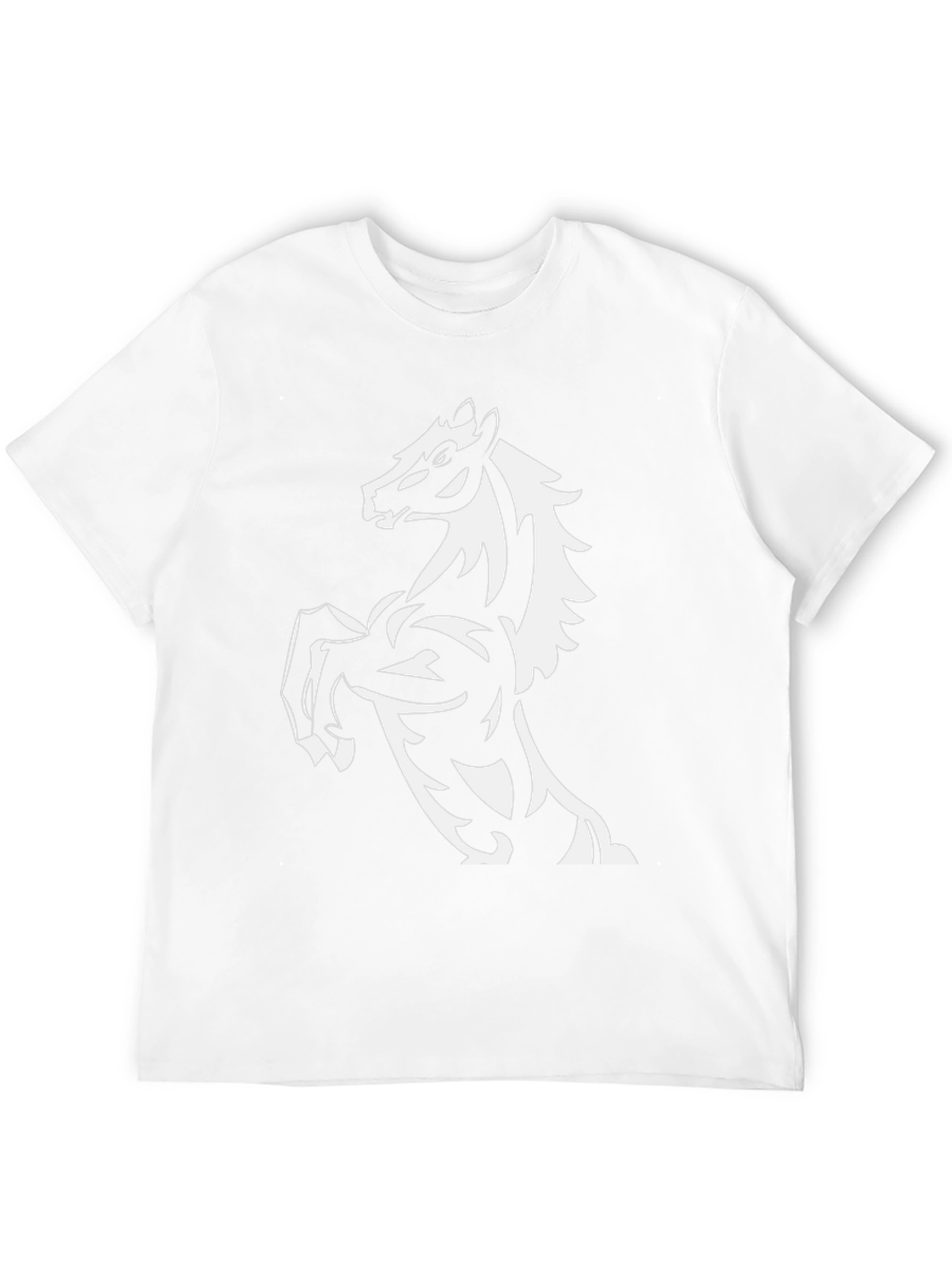 Black Men's Black T-Shirt with Horse Graphic view 12