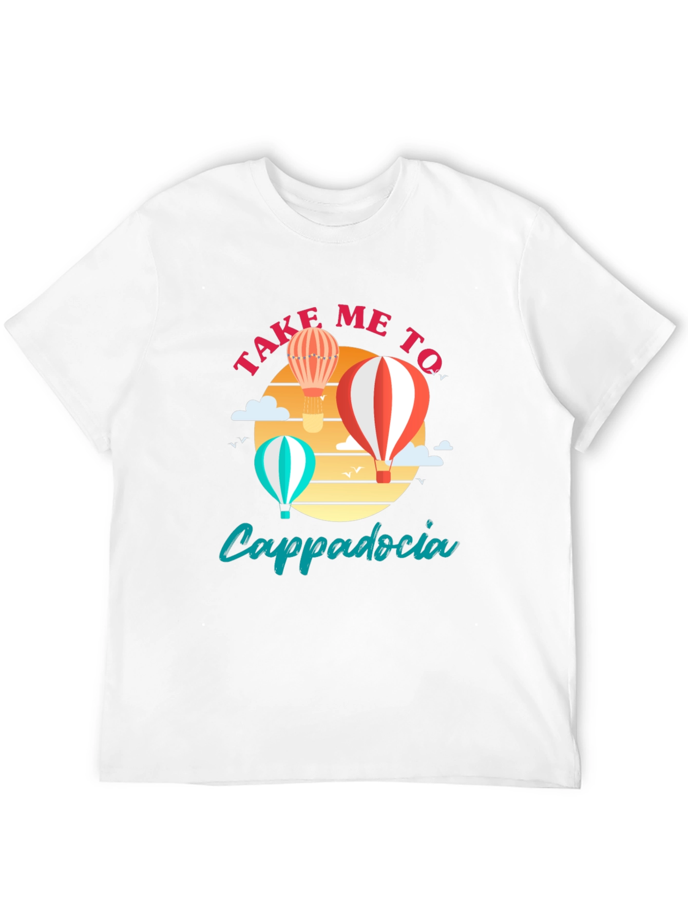 Black Cappadocia Hot Air Balloon T-Shirt view 12