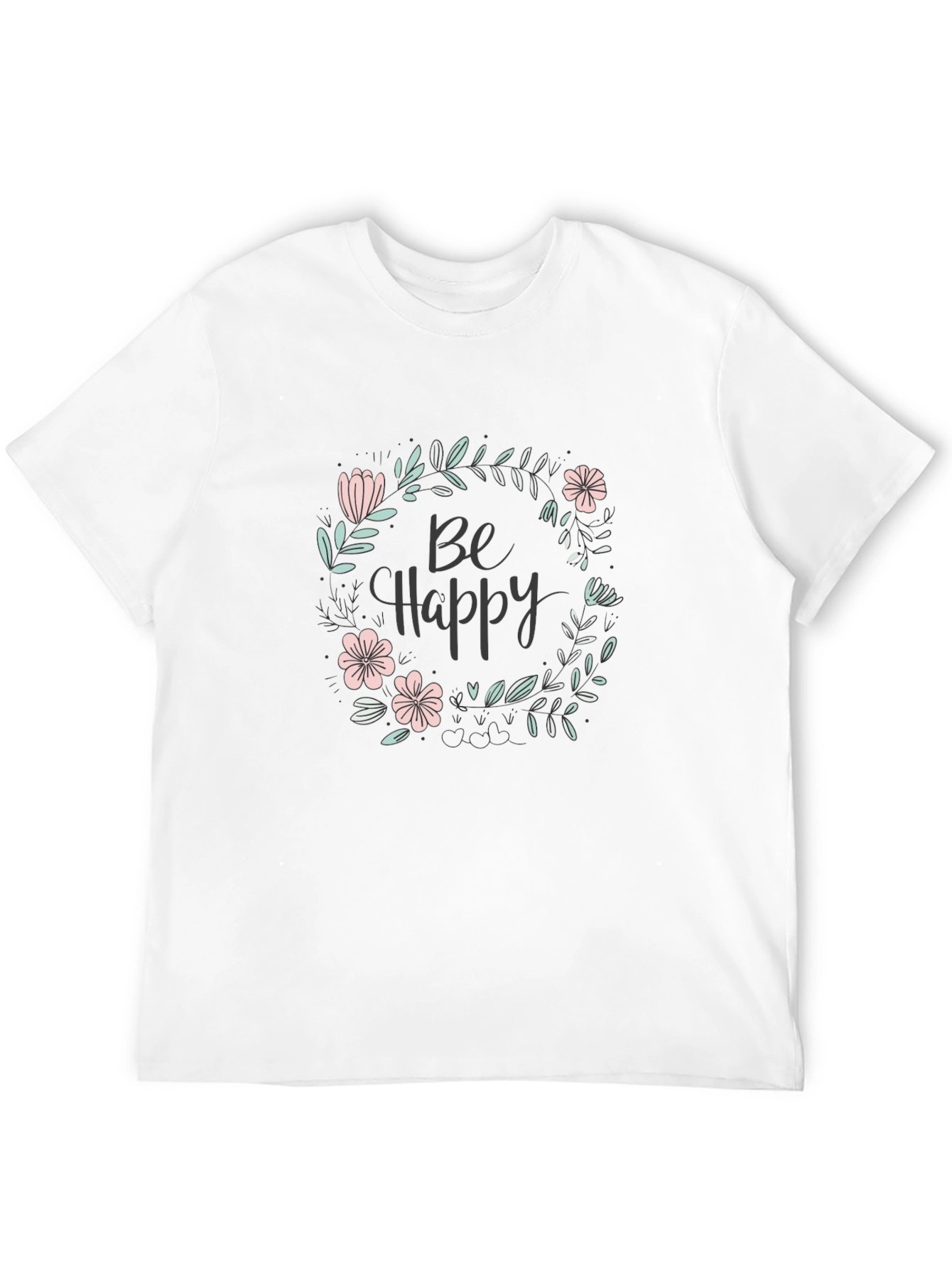 Black Be Happy Floral Graphic Tee - Black view 12