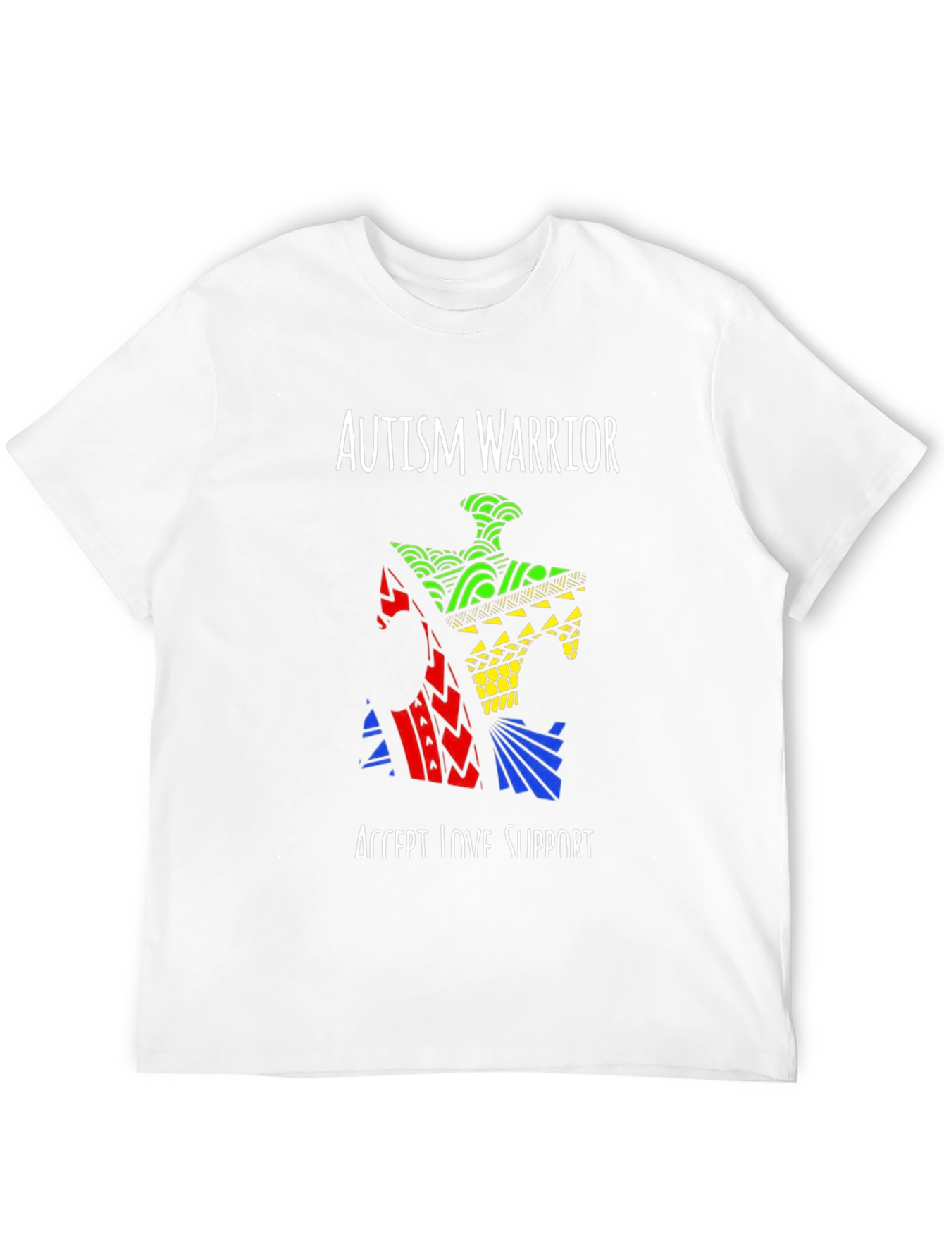 Black Autism Warrior Puzzle Piece T-Shirt view 12
