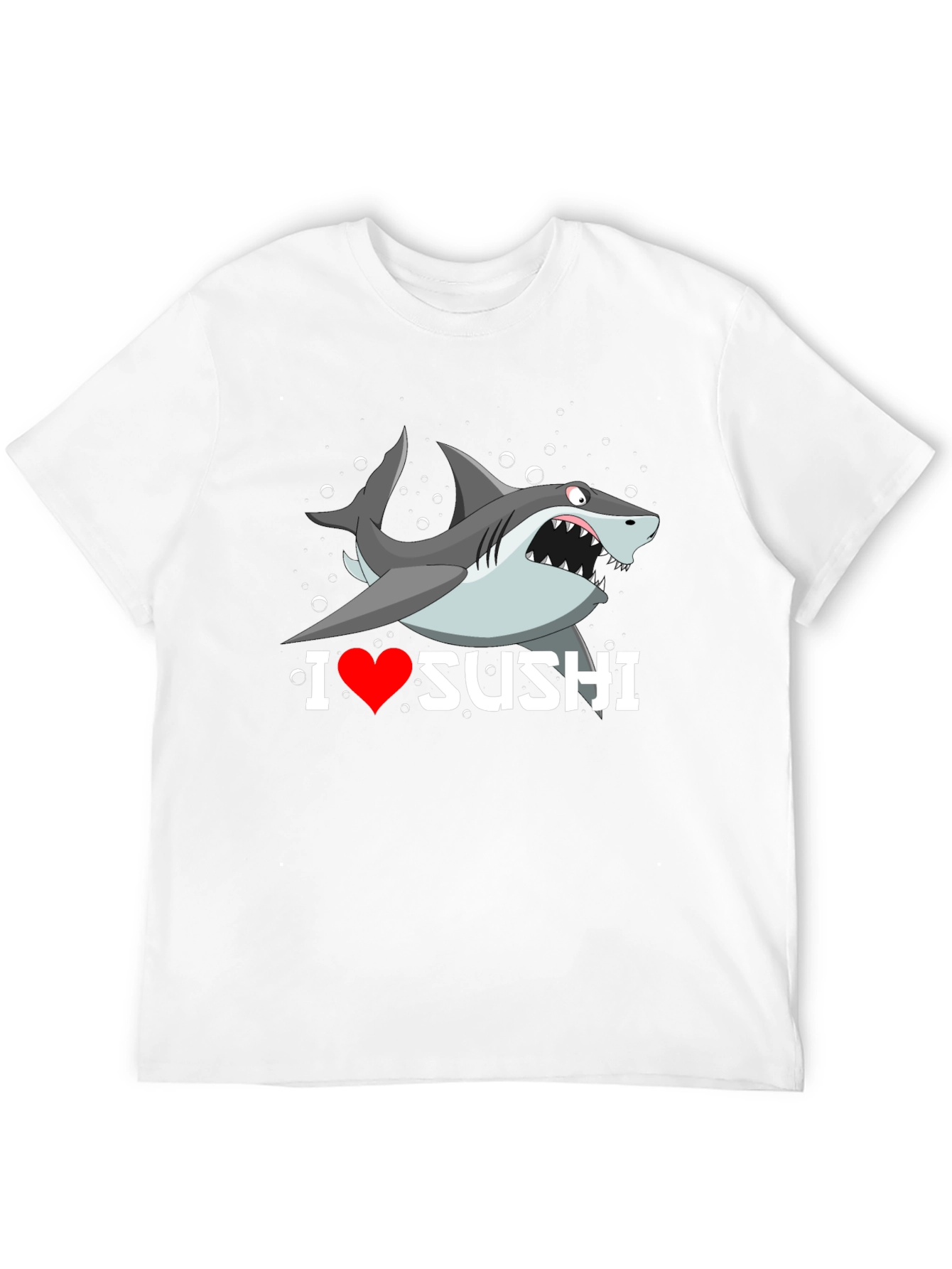 Black I Heart Sushi Shark Graphic T-Shirt view 12