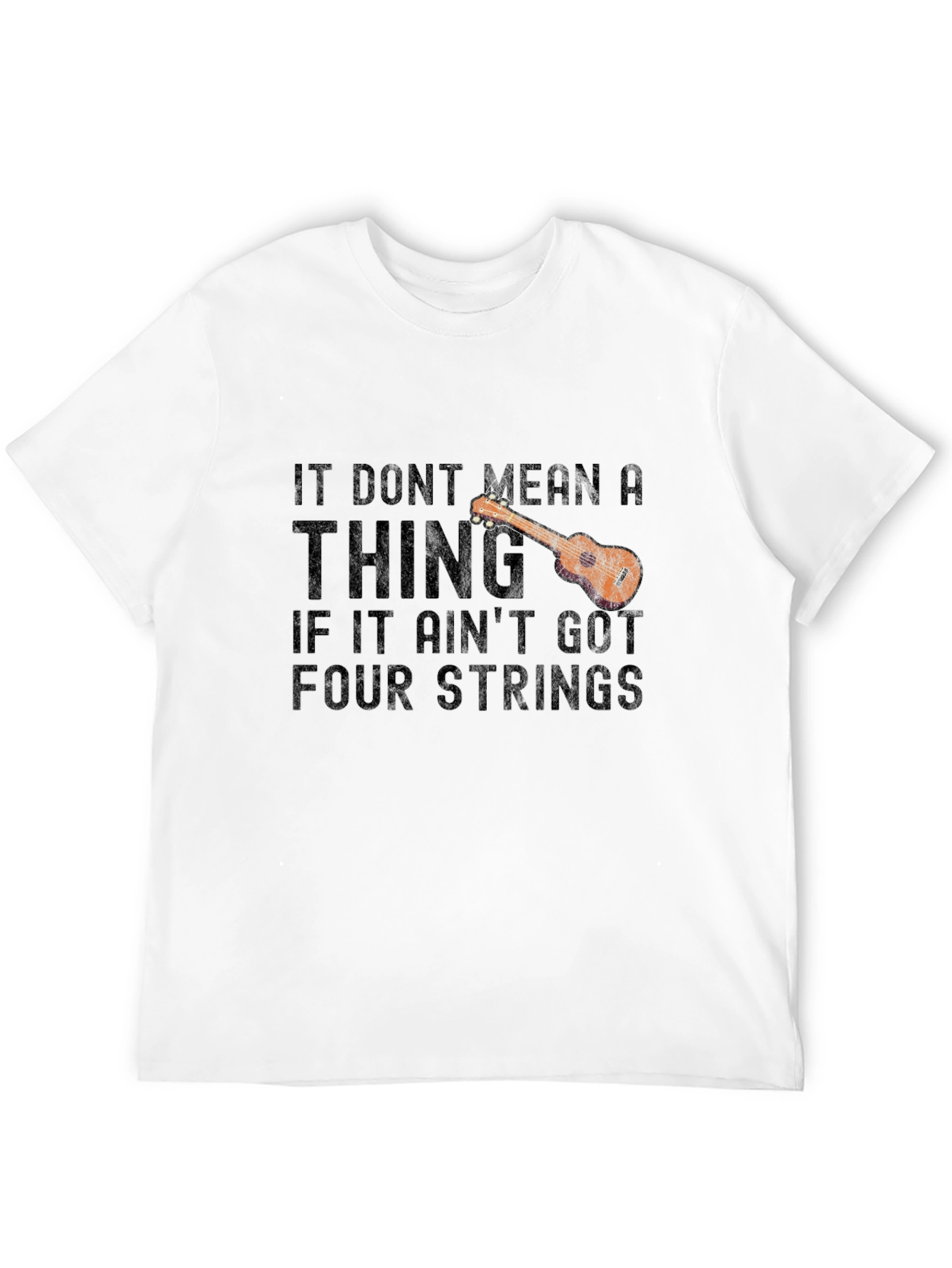 Black Ukulele Four Strings Graphic T-Shirt view 12