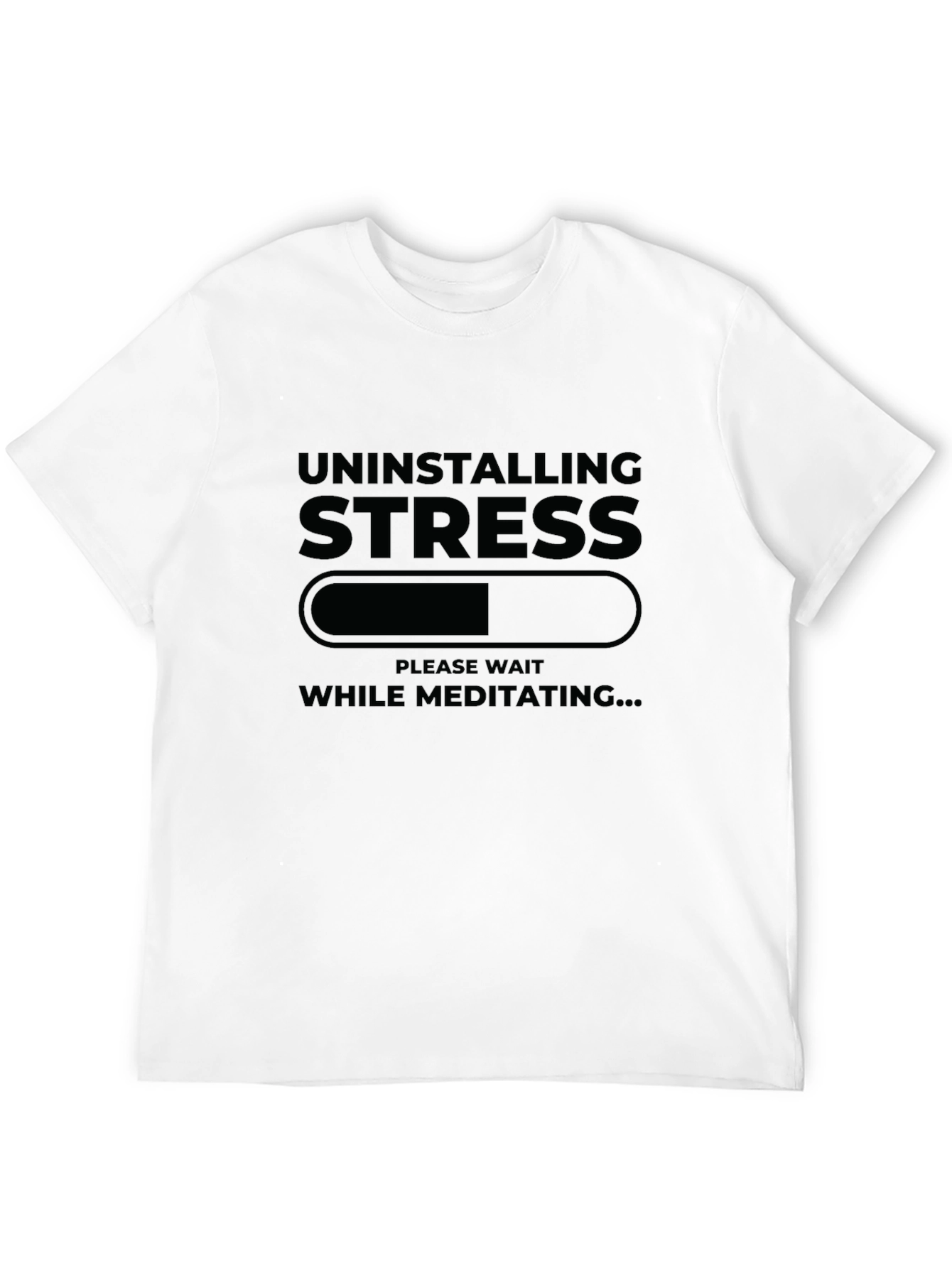 Black Uninstalling Stress Funny Meditation T-Shirt view 12