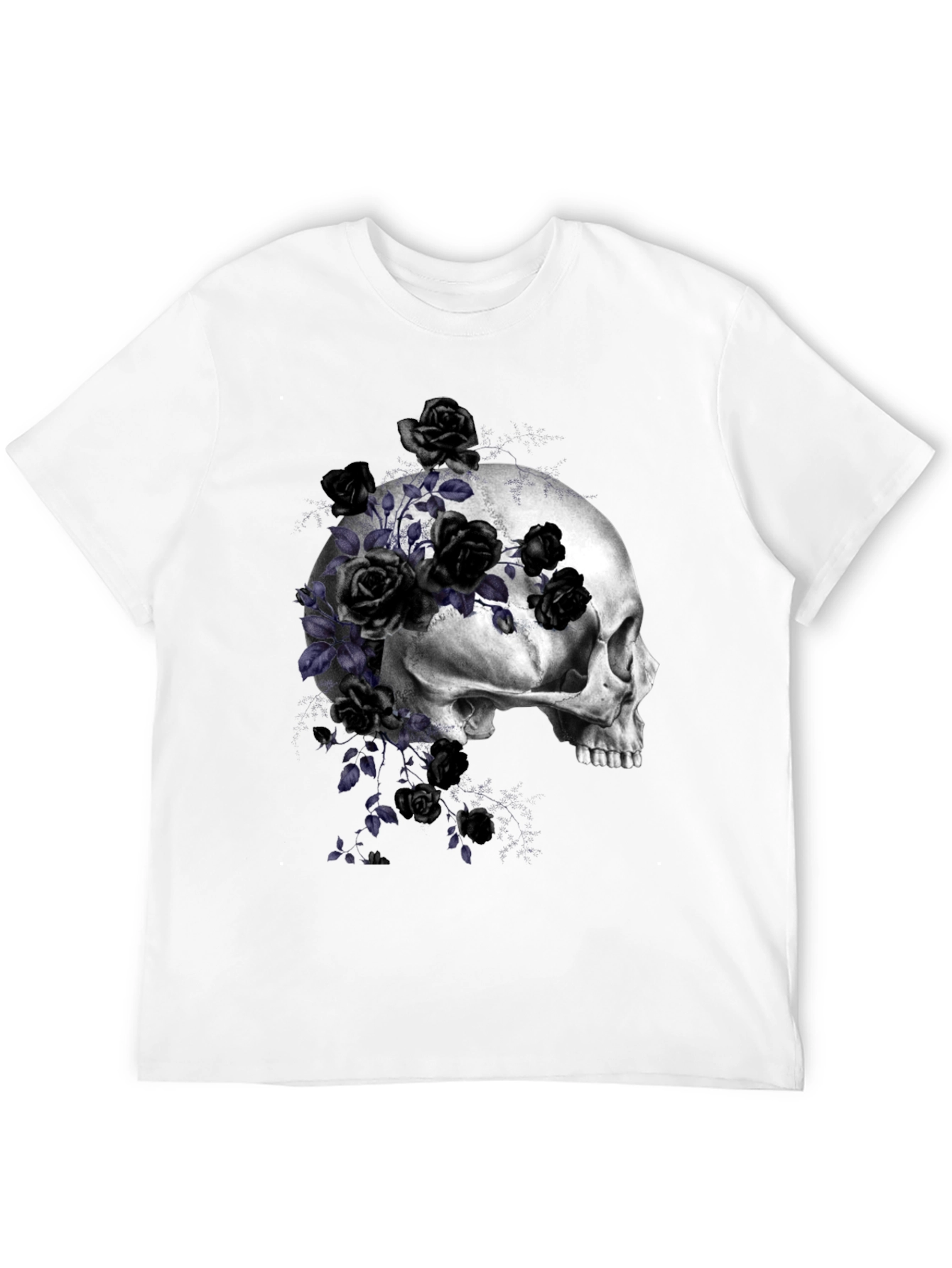 Black Skull and Roses Graphic T-Shirt view 12