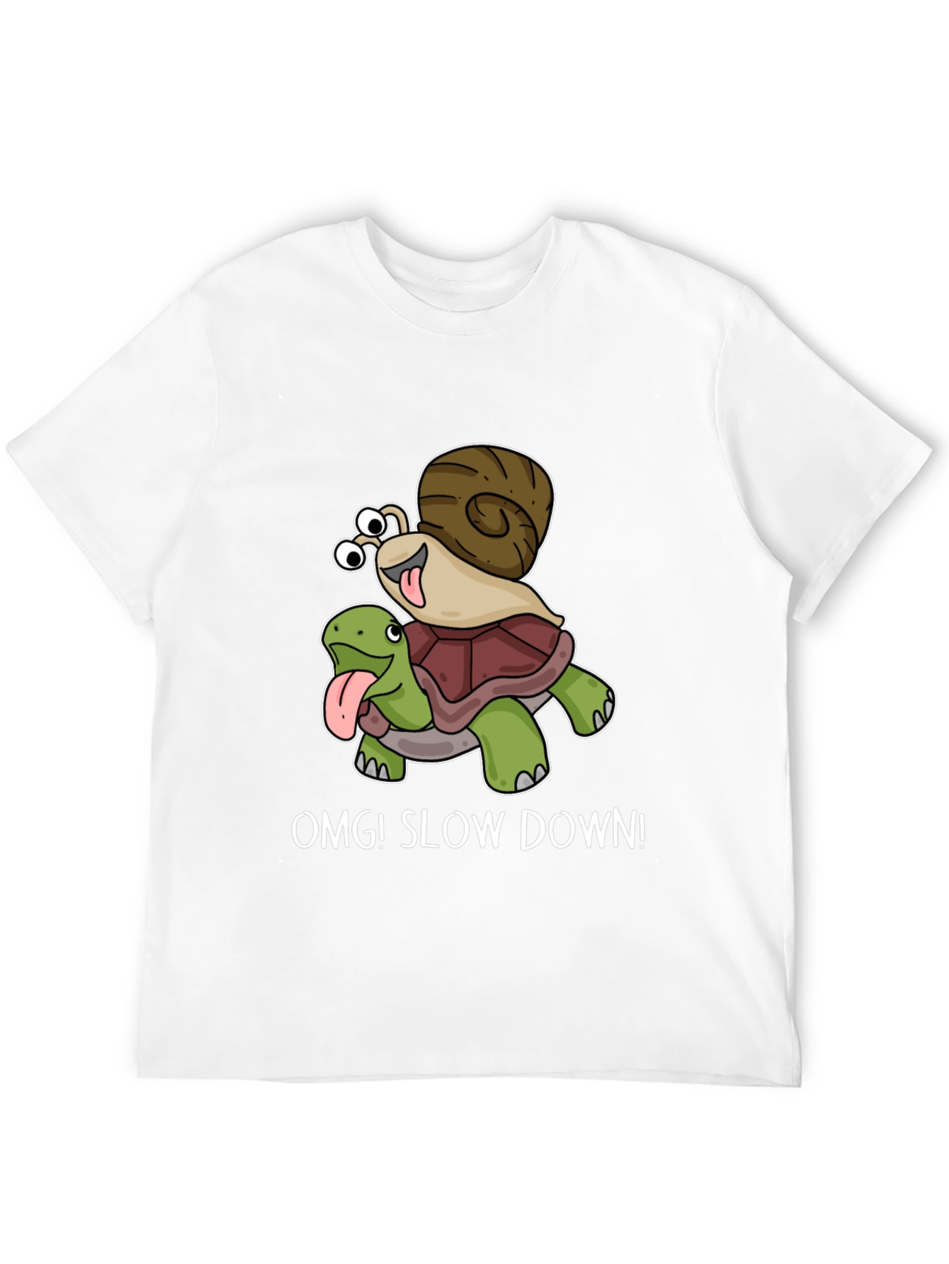 Black OMG! Slow Down T-Shirt Snail Riding Turtle view 12