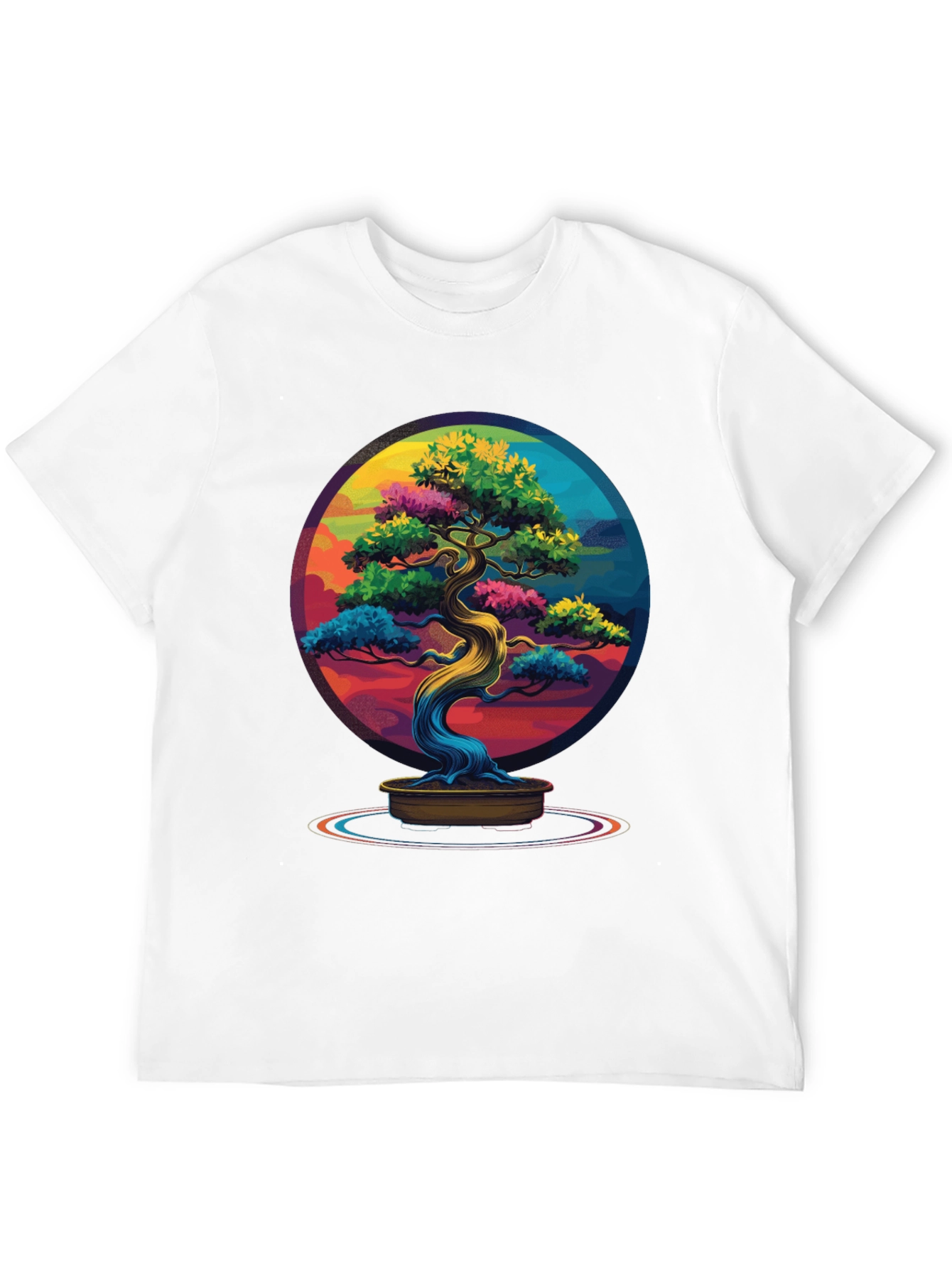 Black Colorful Bonsai Tree Graphic Tee - Unique Design view 12