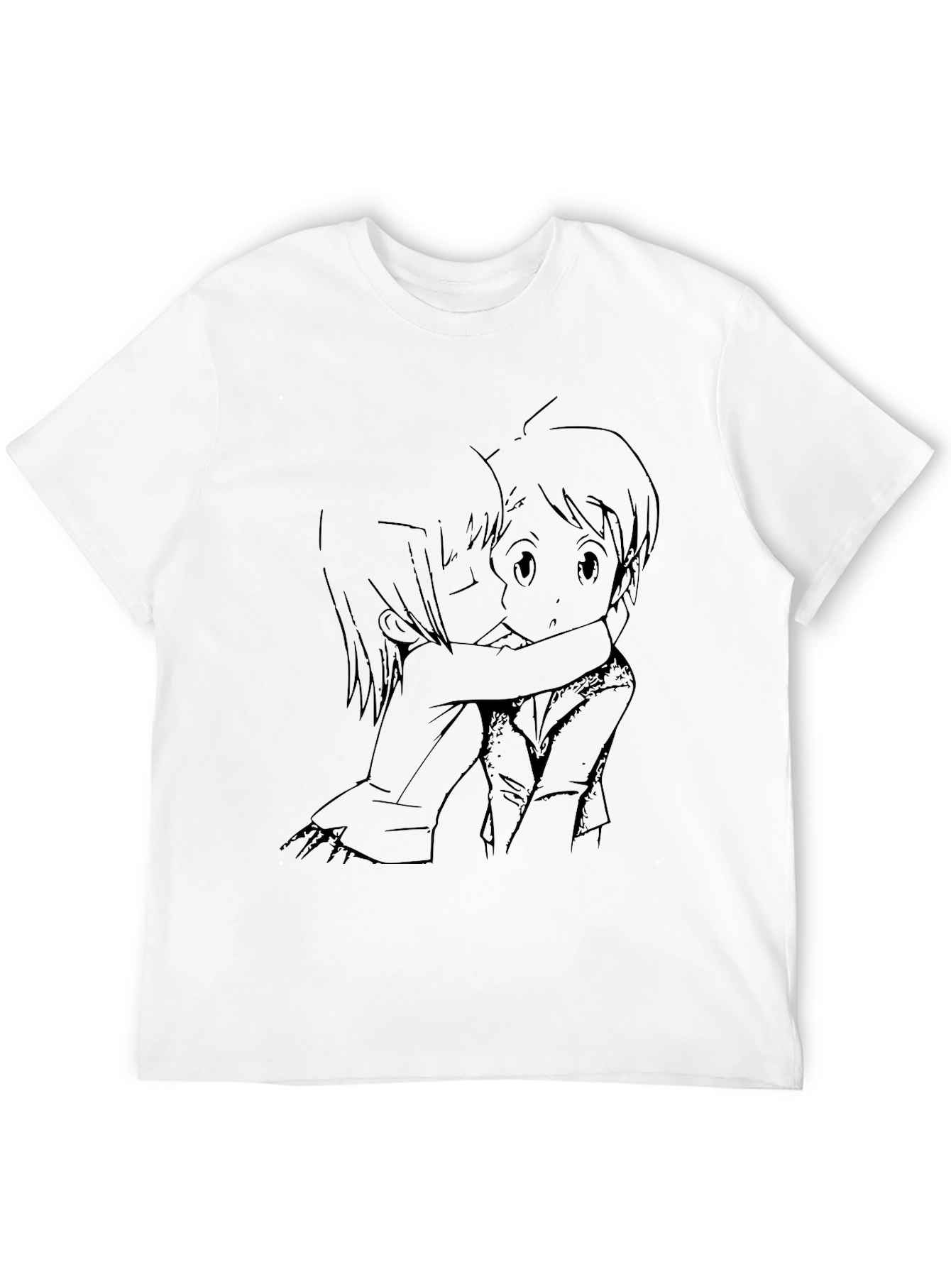 Black Anime Hug Graphic Black T-Shirt view 12