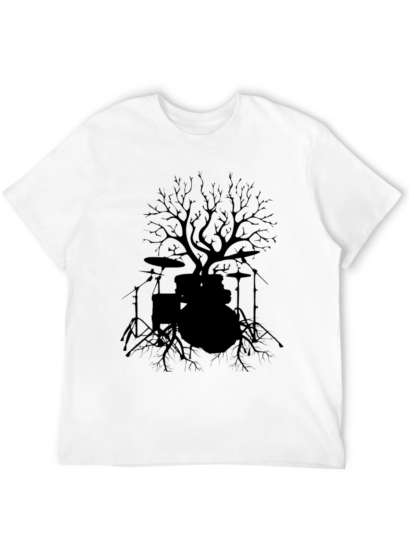 Black Drum Set Tree T-Shirt - Rock Music Tee view 12
