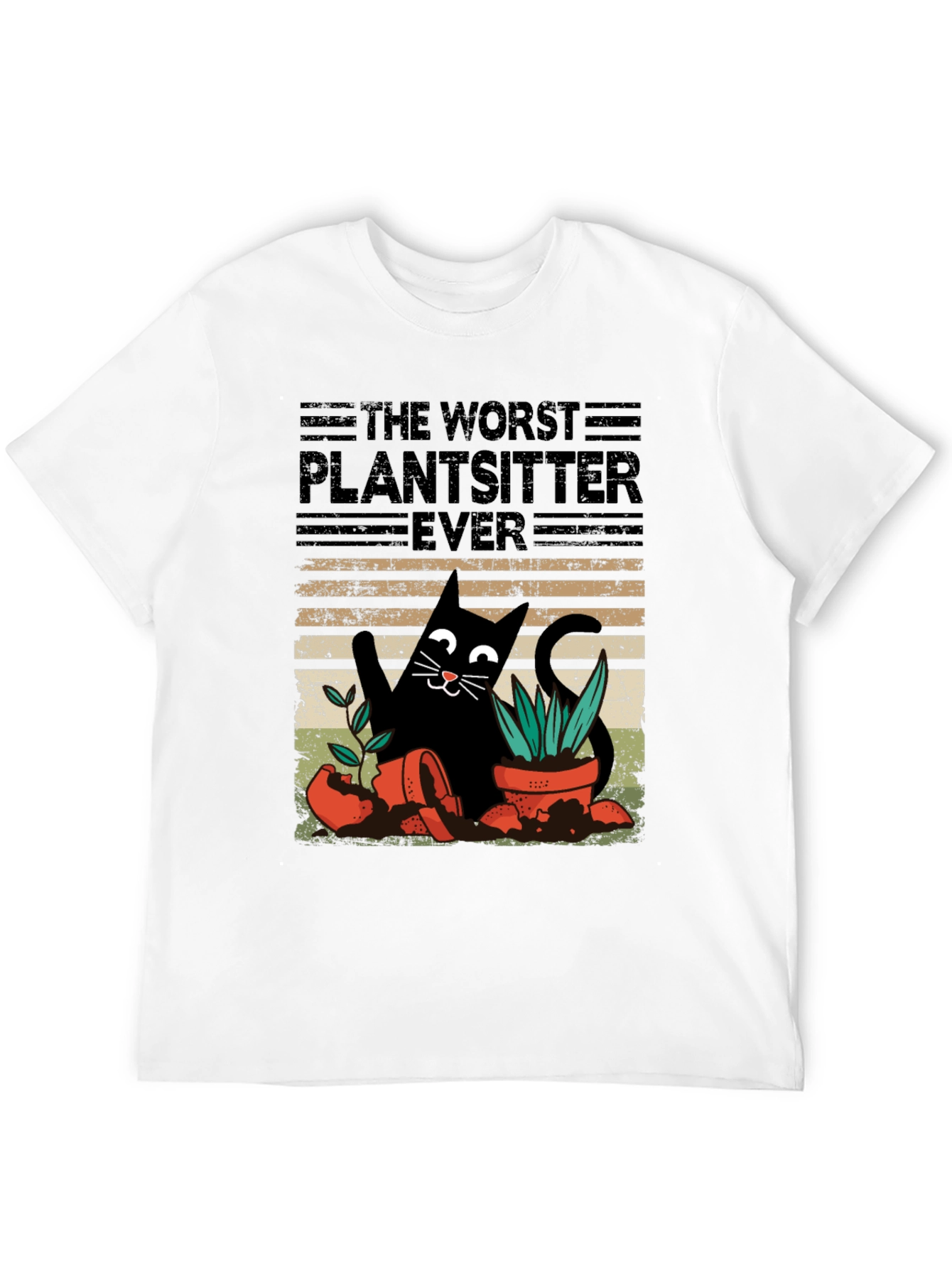 Black Worst Plantsitter Ever Cat Graphic T-Shirt view 12