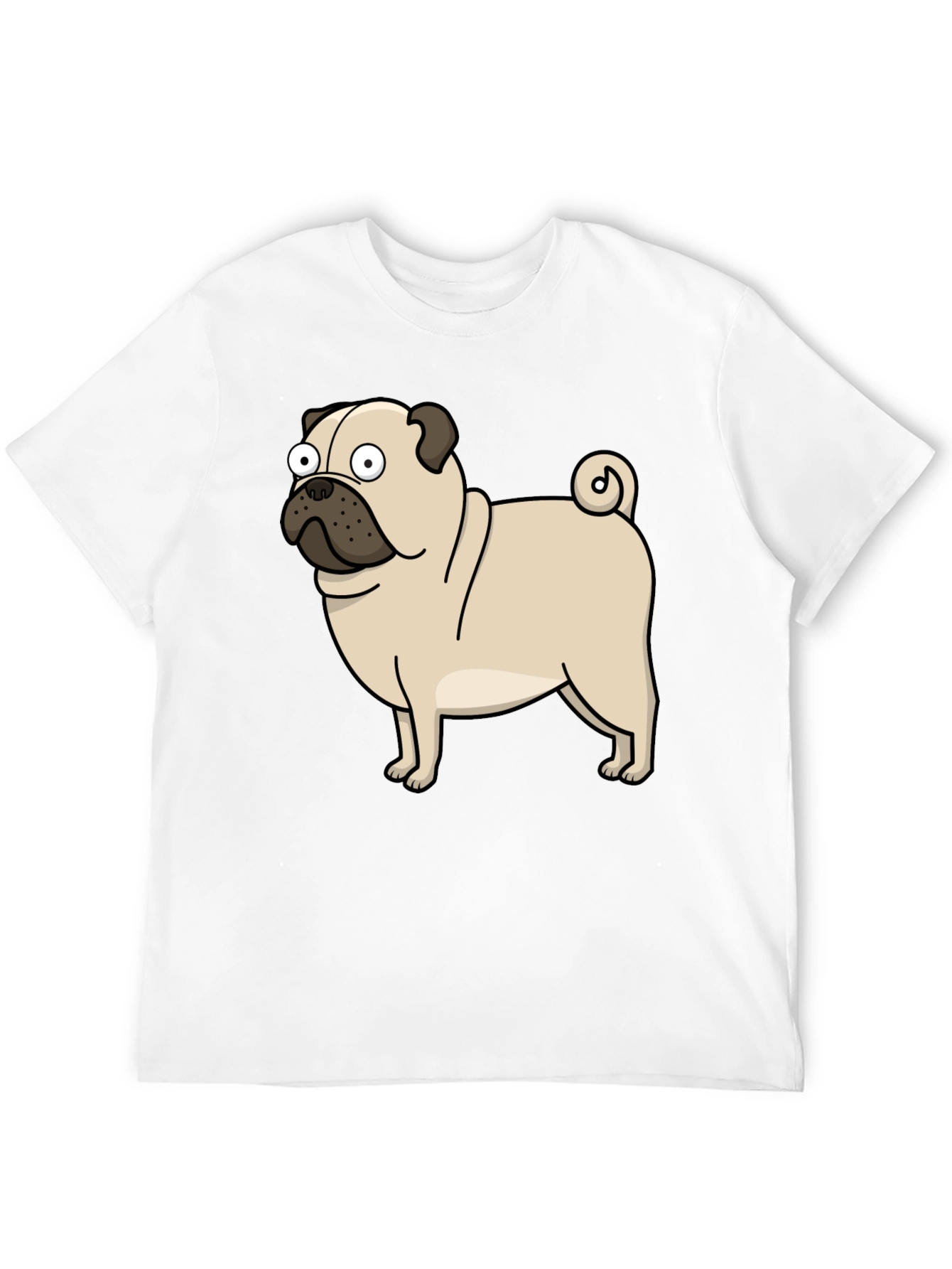 Black Cartoon Pug Graphic T-Shirt - Black view 12
