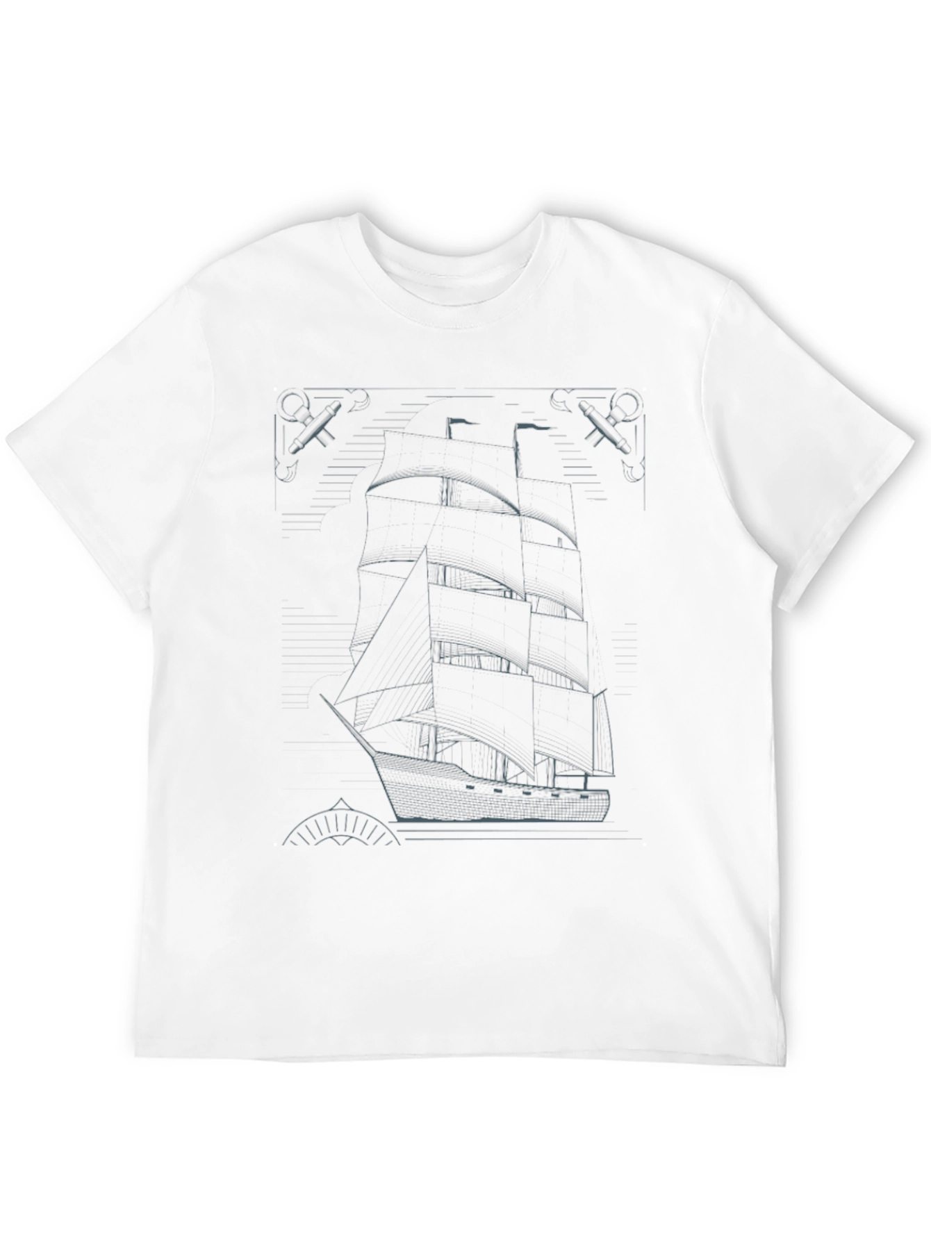 Black Nautical Blueprint T-Shirt - Black Ship Graphic Tee view 12