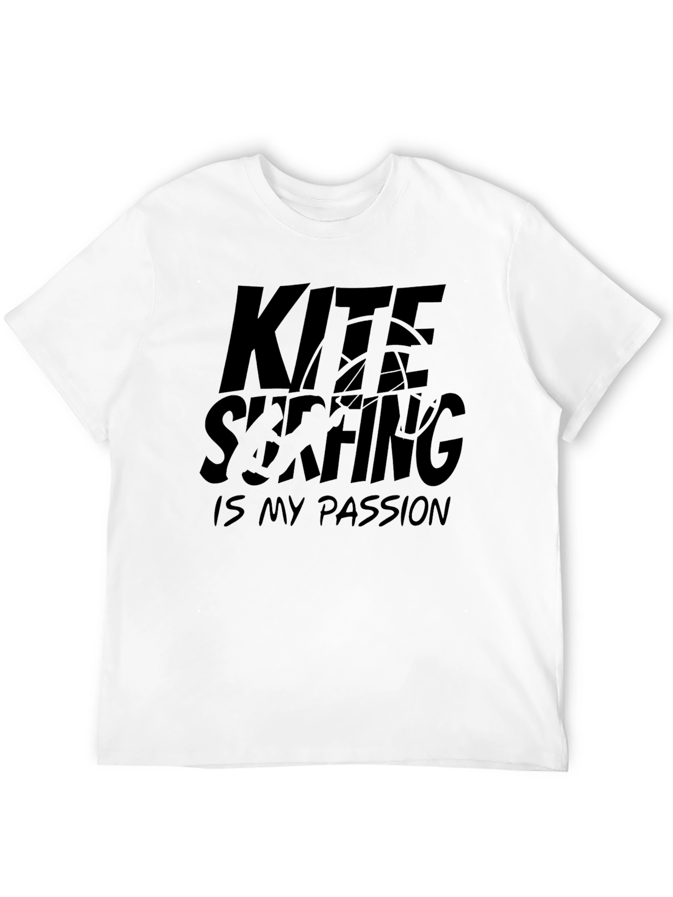 Black Kite Surfing Passion T-Shirt - Black Graphic Tee view 12