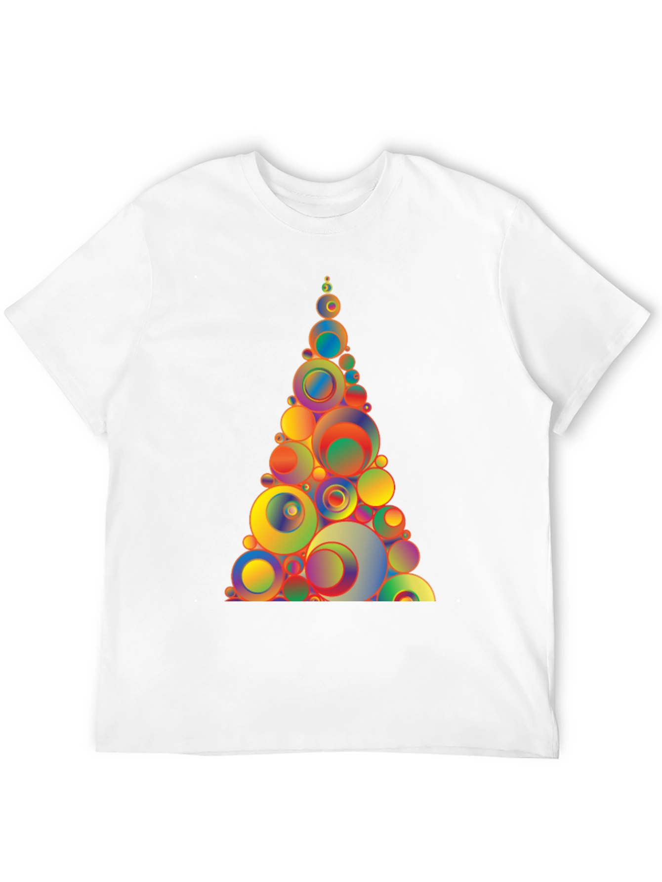 Black Colorful Circle Tree Graphic Tee - Black Cotton Blend T-Shirt view 12