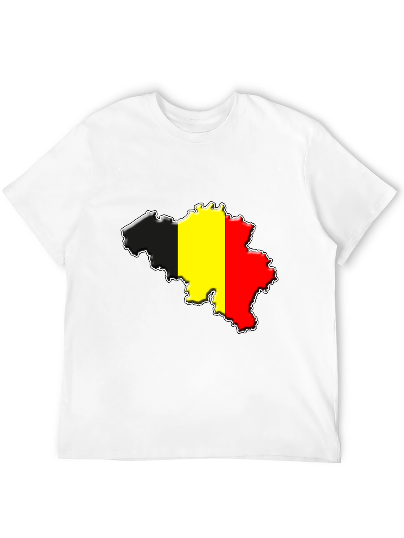 Black Belgium Flag Map T-Shirt - Black Cotton Tee view 12