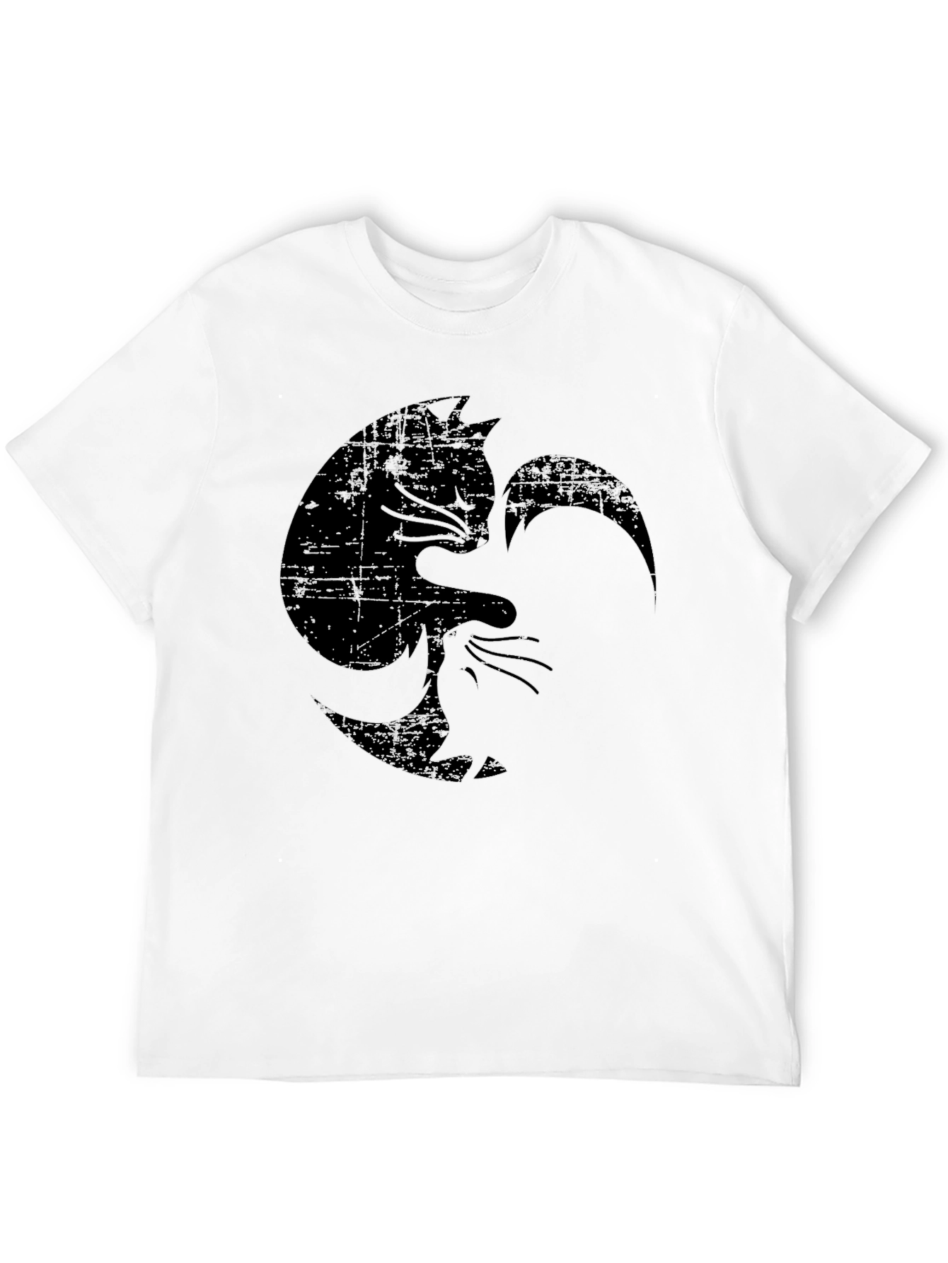 Black Distressed Yin Yang Cat Graphic Tee view 12