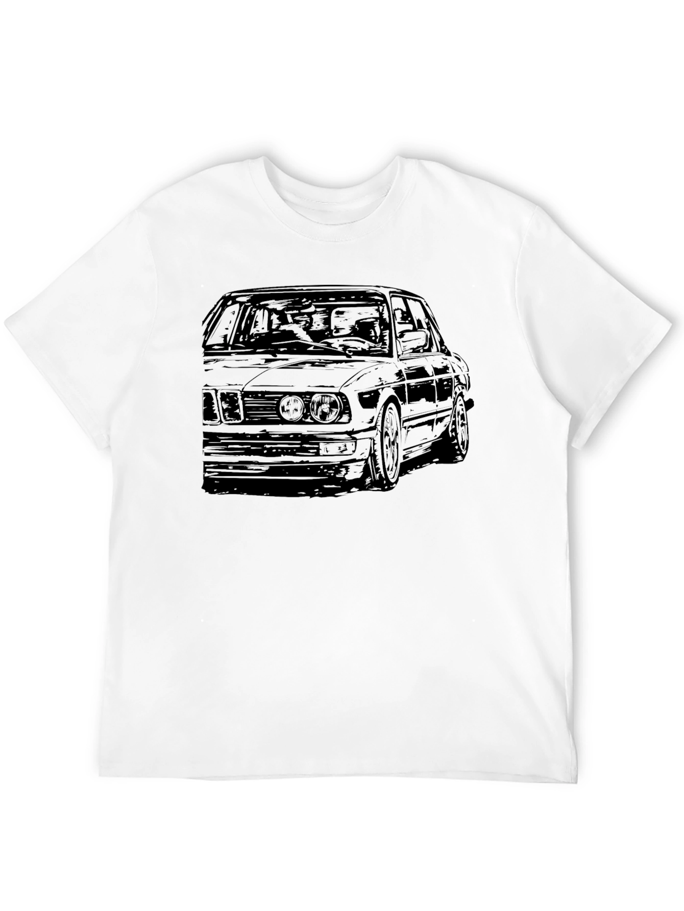 Black Classic Car Sketch Tee - Black Cotton Blend view 12