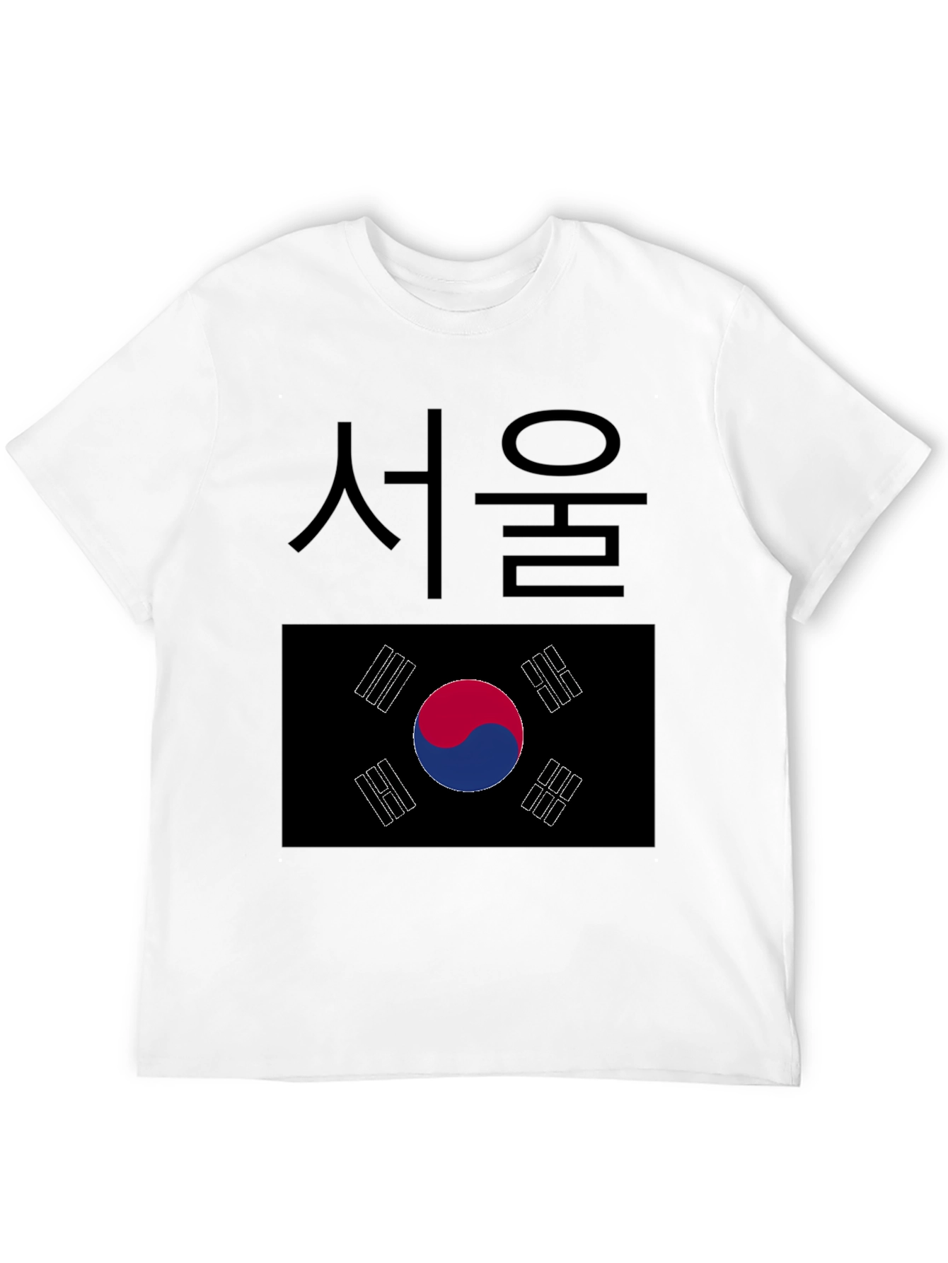 Black Seoul South Korea Flag Graphic T-Shirt view 12