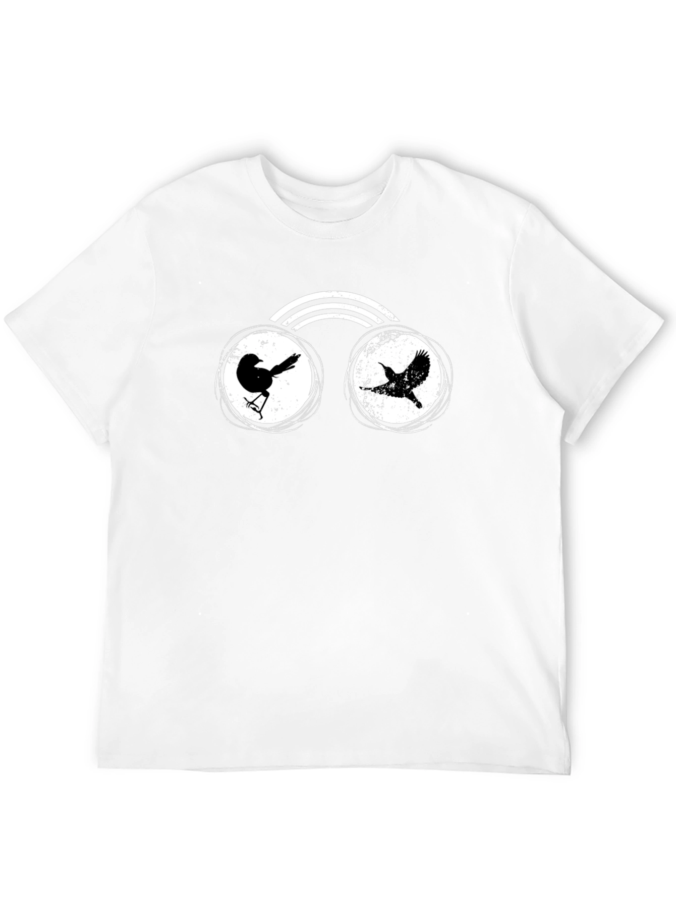 Black Birds on a Wire Graphic Tee - Black Cotton Shirt view 12