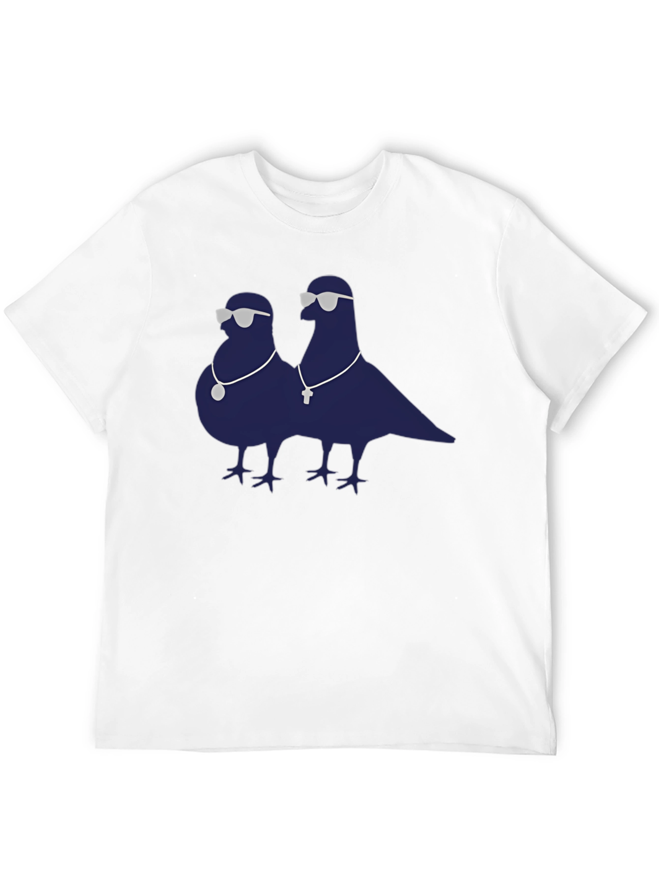 Black Cool Pigeons Graphic Tee - Black Cotton Blend T-Shirt view 12