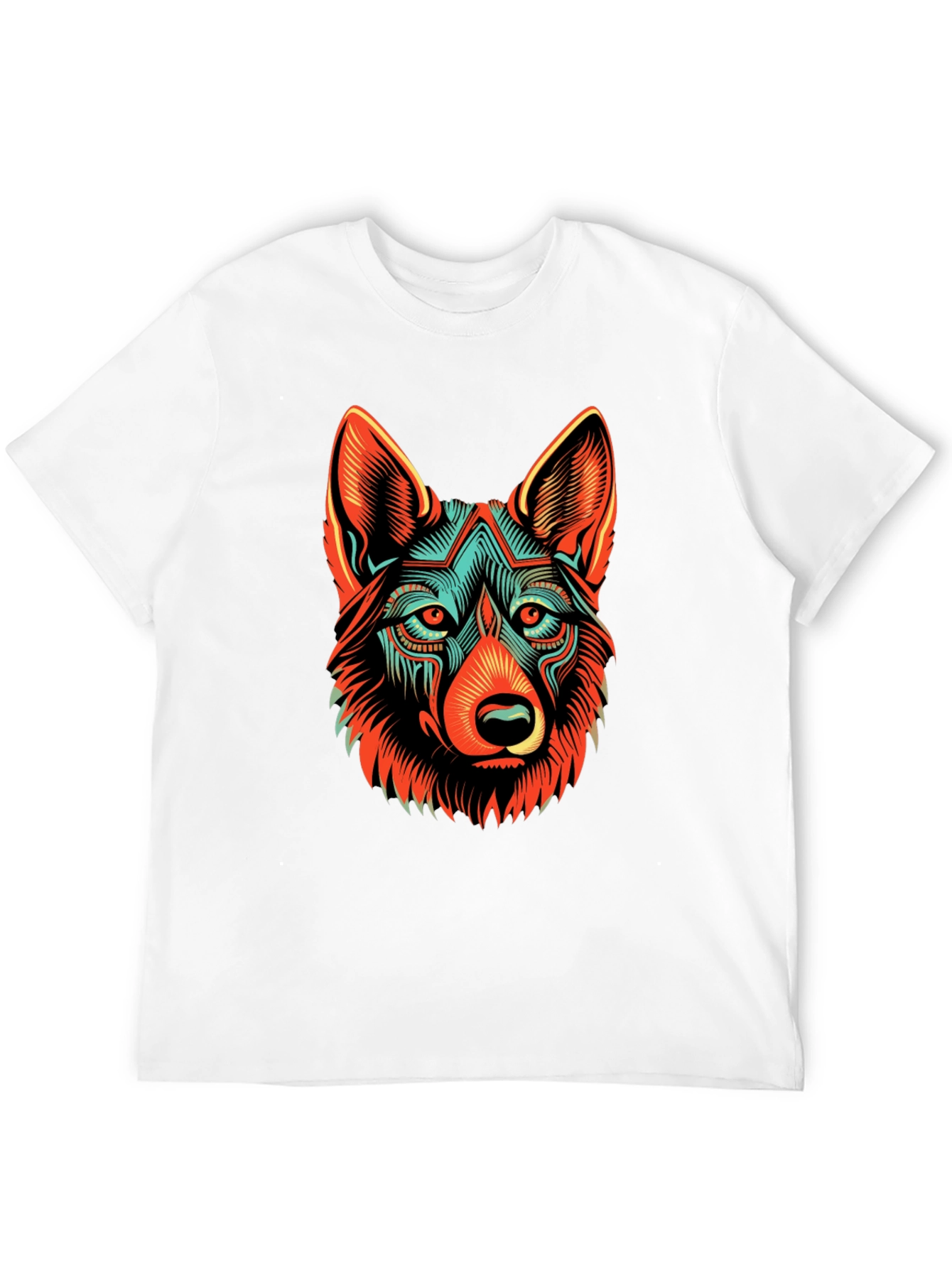 Black Abstract Wolf Graphic Black T-Shirt view 12