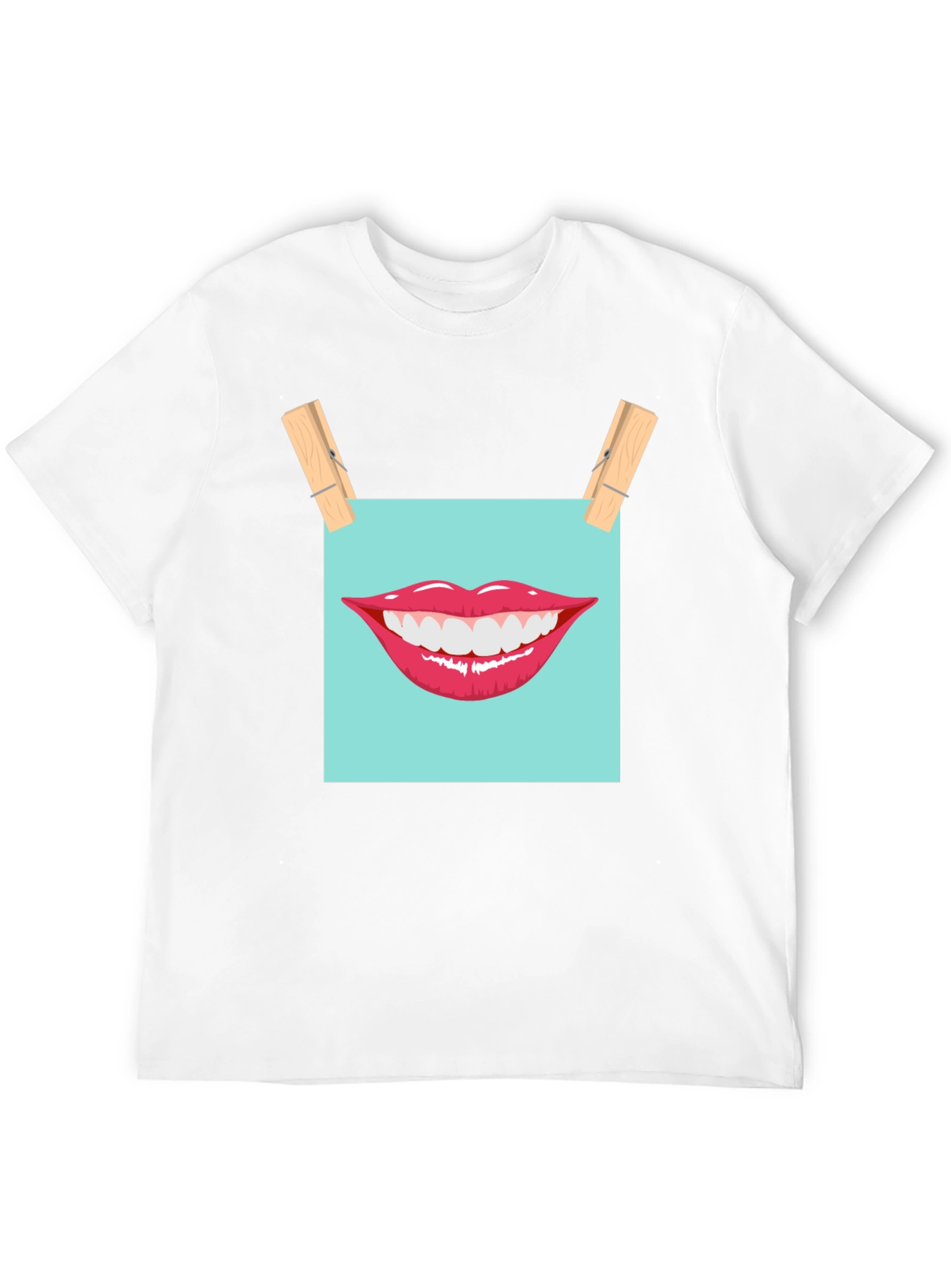 Black Smiling Lips Graphic T-Shirt - Casual Wear view 12