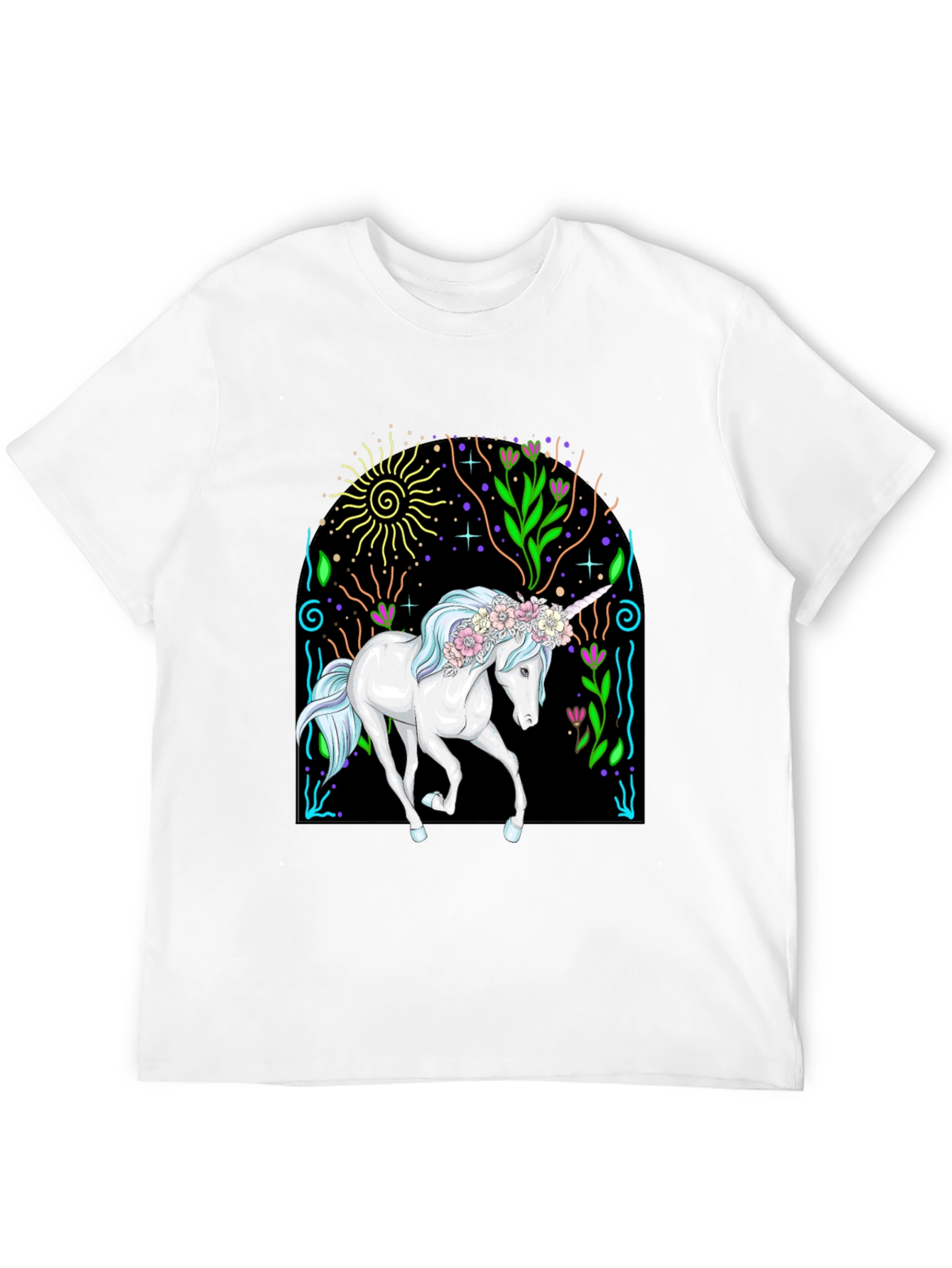 Black Unicorn Graphic Tee - Black Cotton T-Shirt view 12