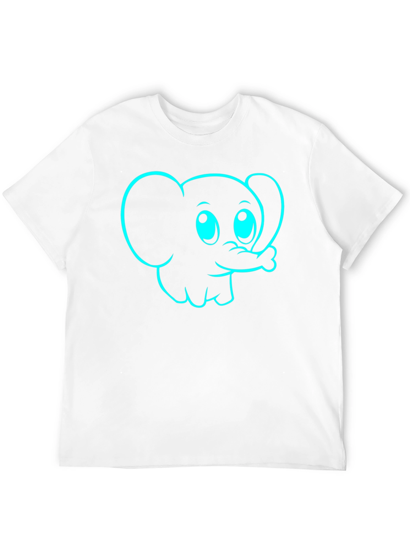 Black Cartoon Elephant Graphic Tee - Black Cotton T-Shirt view 12
