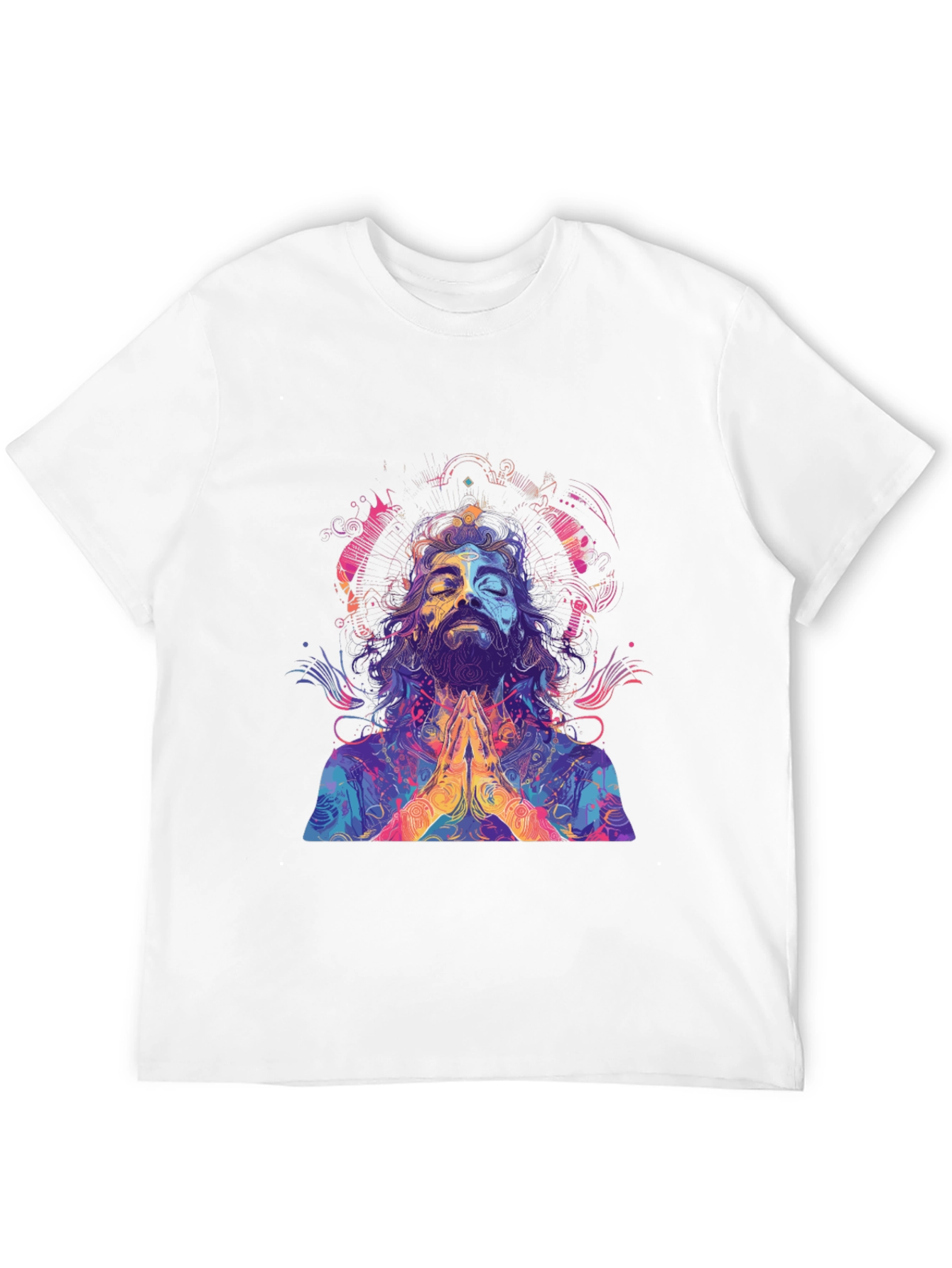 Black Psychedelic Meditating Man Graphic Tee view 12
